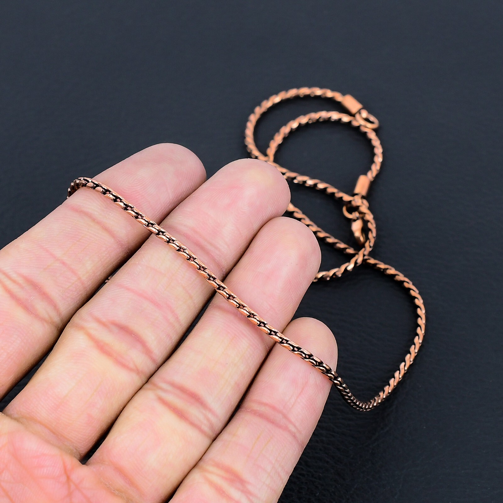 Pure Copper Wheat Viking jewelry 100% Oxidized Copper Chain Necklace RJ-002