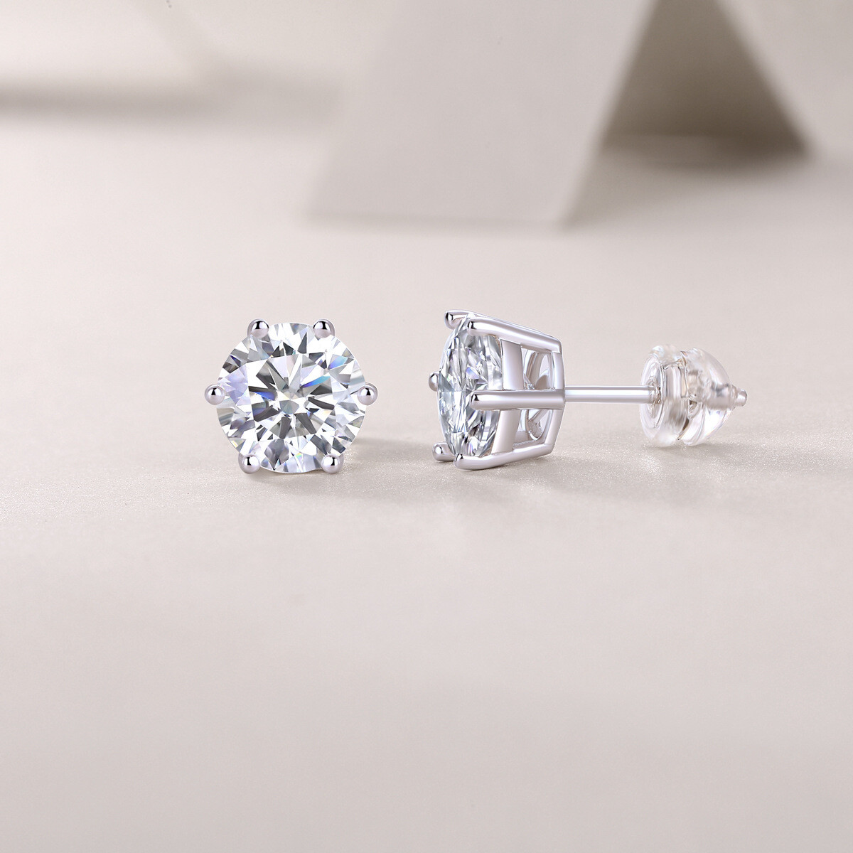 5/6.5/8 mm Round Cut VVS1 Certified GRA Moissanite Stud Earrings PUSH/SCREW-BACK
