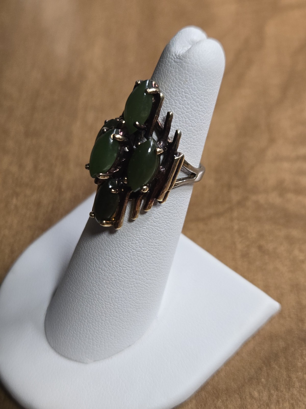 Vintage 14KT Gold Nephrite Jade Cabochon Ring 6.43g – Size 5 – Acid Tested As-Is