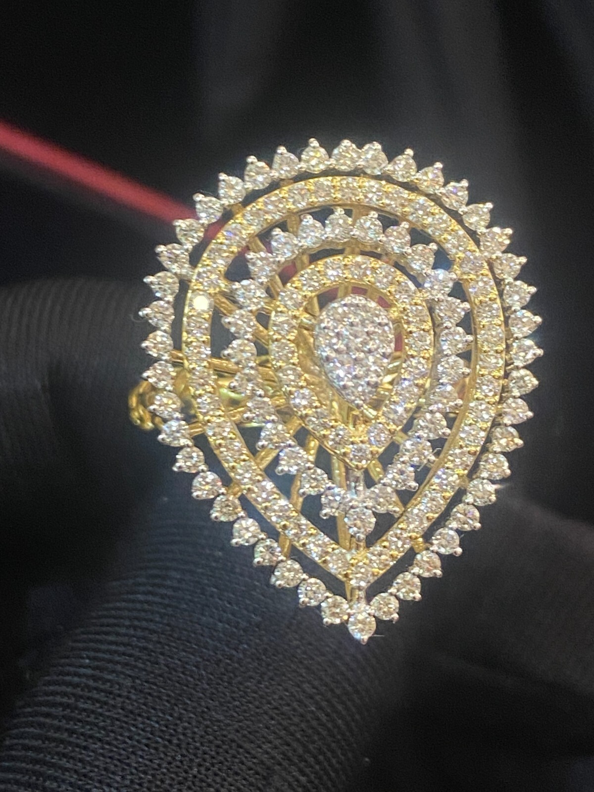 Stunning 1.90 Cts Round Brilliant Diamonds 4-Row Halo Wedding Ring In 14K Gold
