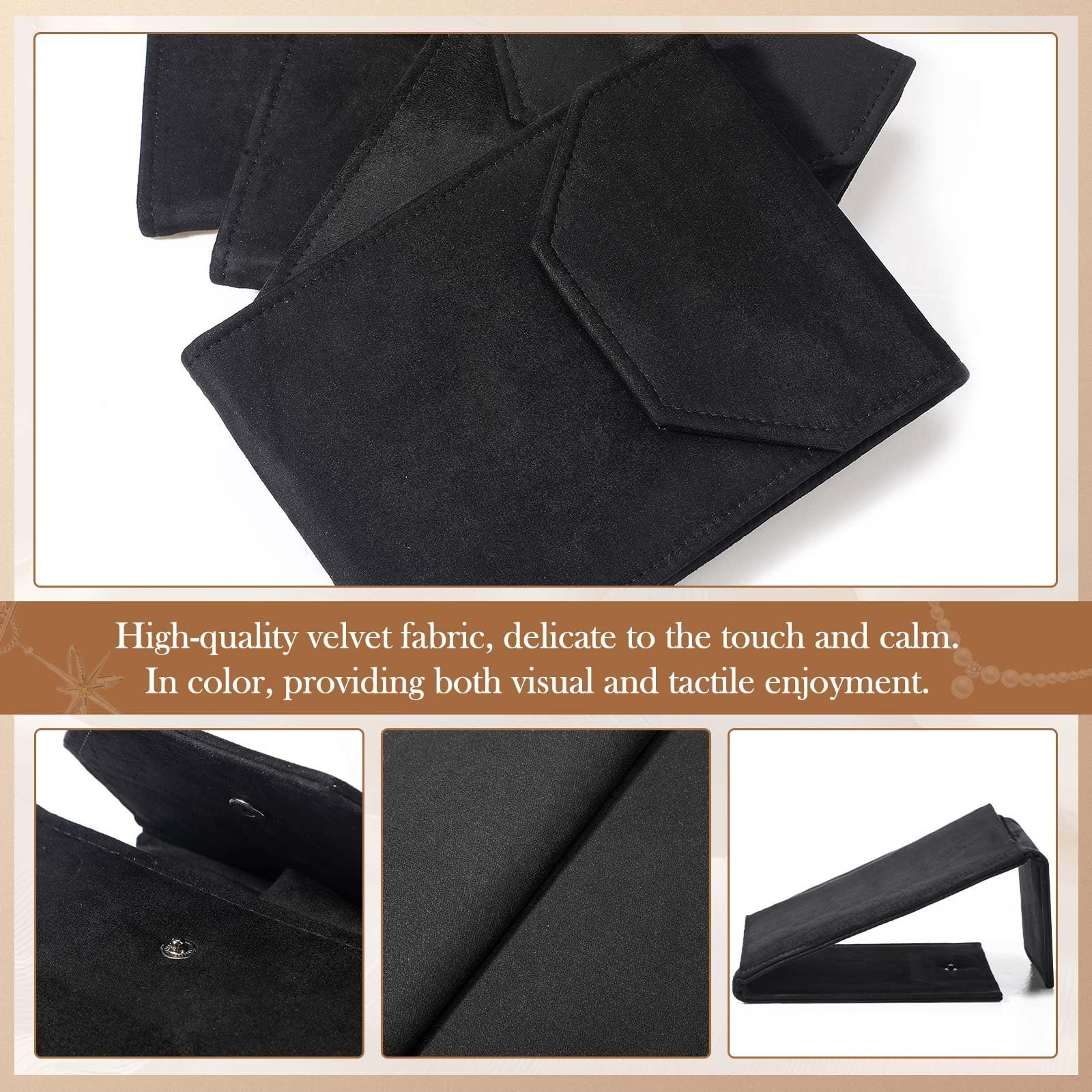 6 Pcs Velvet Necklace Organizer Travel Jewelry Display Pouch Gift Bag – Black
