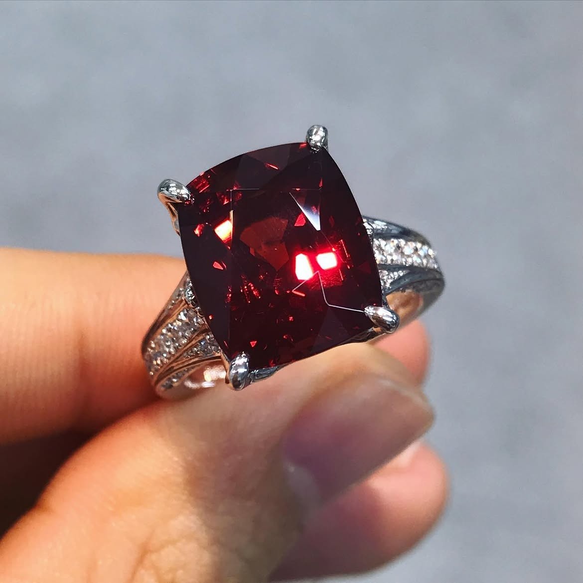 5.80 Ct Natural Ruby & Diamond Engagement Ring Solid 14K White Gold All Size