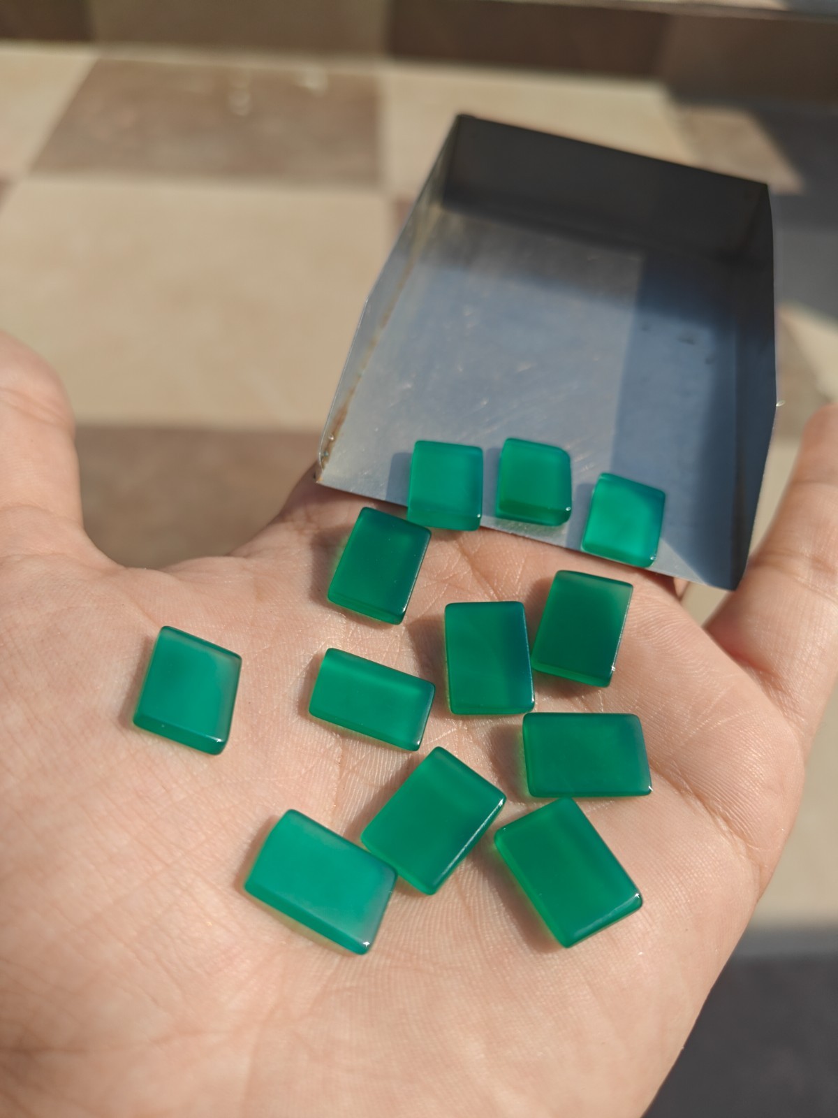 Natural Green Onyx Rectangle Bothside Flatback 8x10mm to 20x25mm Loose Gemstone