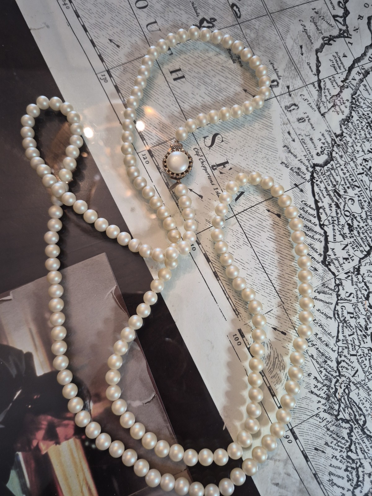 Signed Park Lane Faux Pearl Long Strand Wrap Around Necklace With Clasp