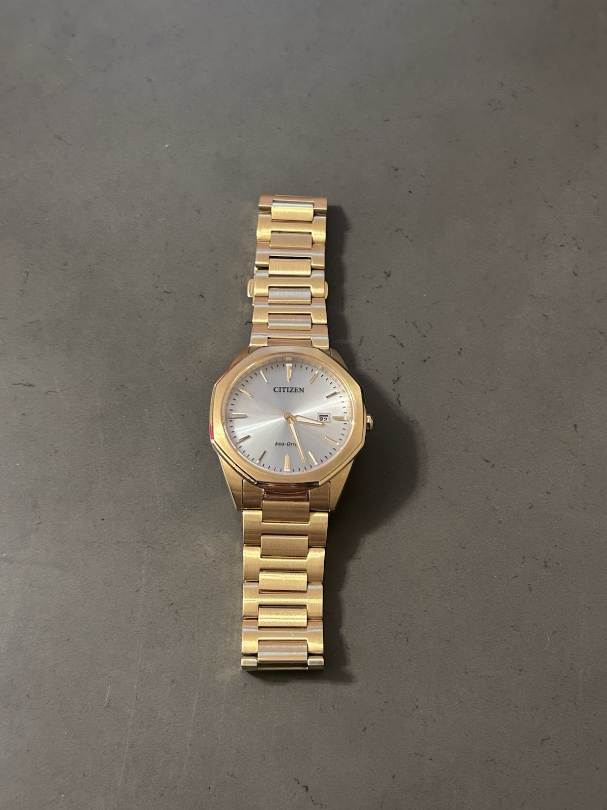 Citizen Eco-Drive Gold Tone Men’s Watch Sapphire Crystal Date E111 Working