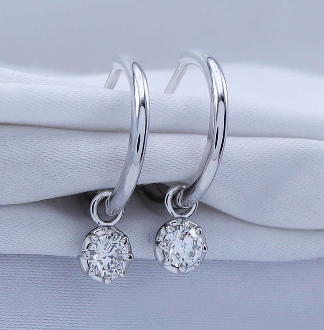 3/7 Ct Lab Grown Diamond Drop Dangle Hoop Earrings 925 Sterling Silver