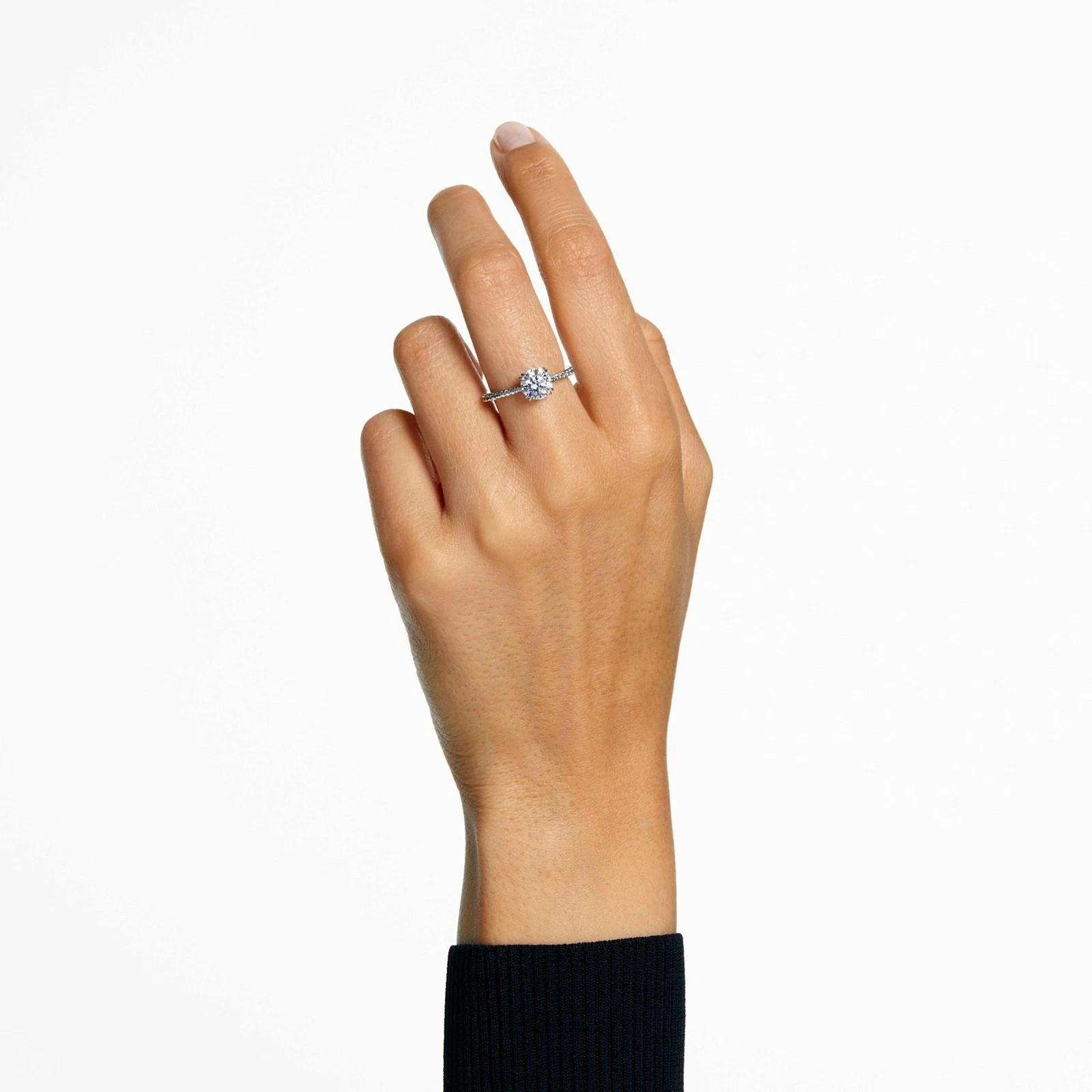 Swarovski Stilla Cocktail Ring Round Cut Pavé White, SIZE 6, 7, 8 NEW.