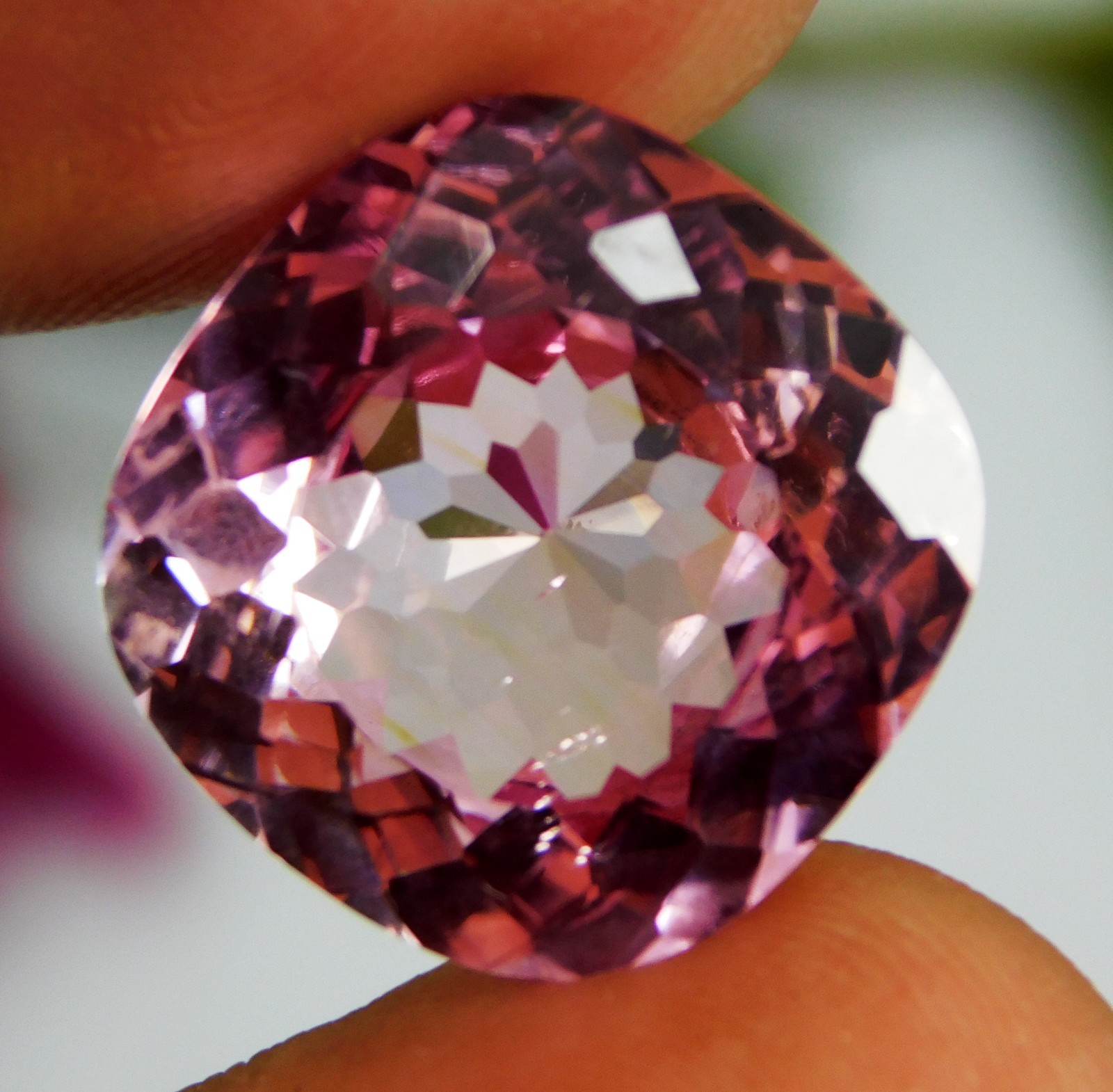 16.50 Ct Certified Natural Brazilian Pink Morganite Cushion Cut Fine Gemstone