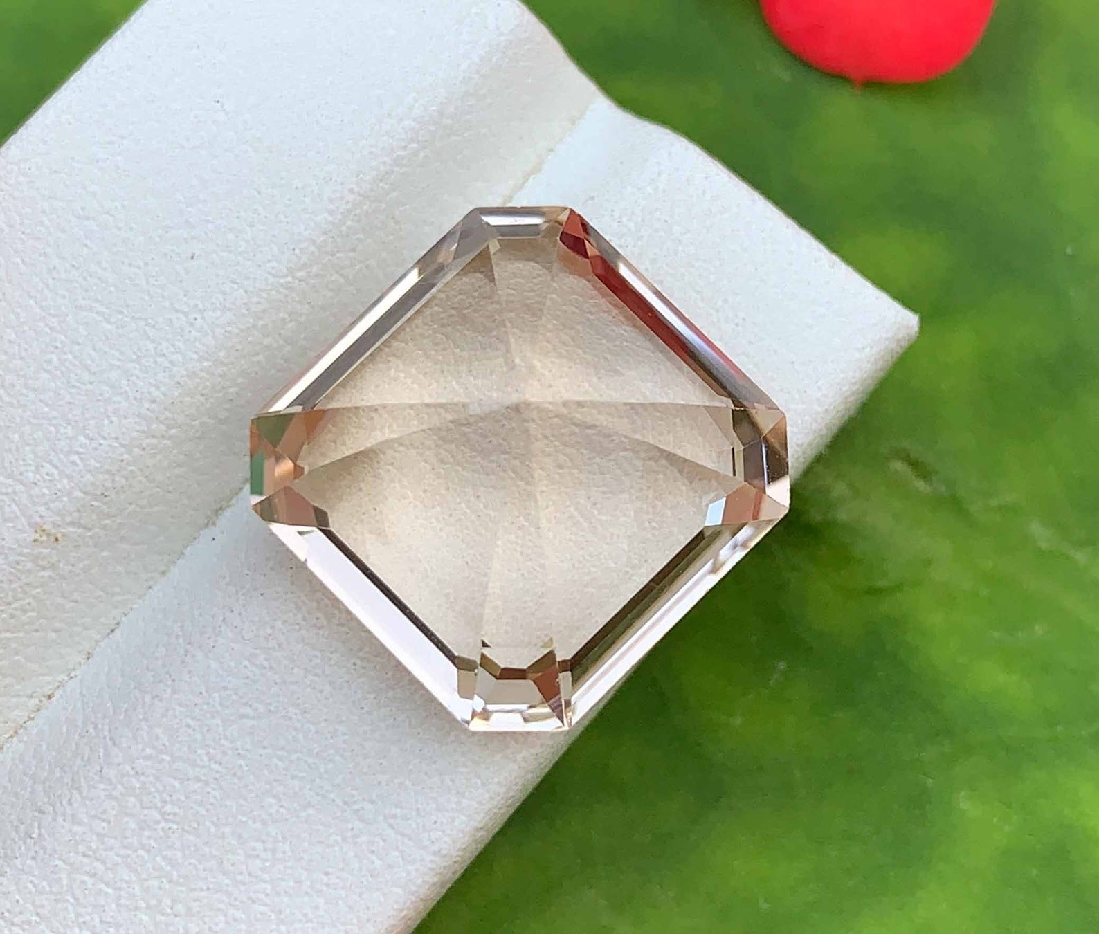 Certified 40.55 Ct Natural Light Golden Color Topaz Asscher Cut Loose Gemstone