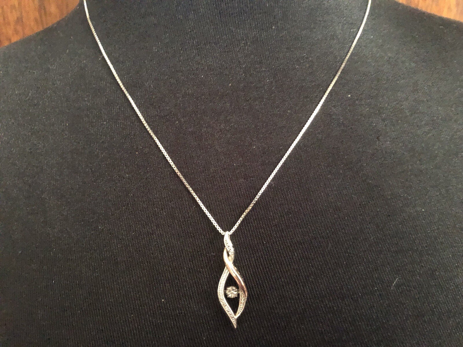 OTC Sterling 10k Rose Gold Infinity Pendant Sterling Box Chain Motion Diamond
