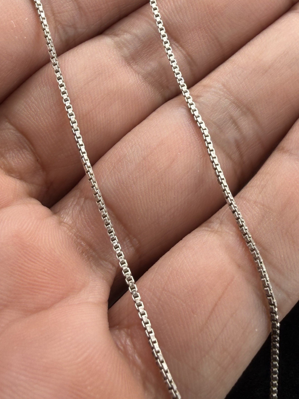 Thin 0.9 MM 925 Sterling Silver Box Chain 18 Inch Necklace