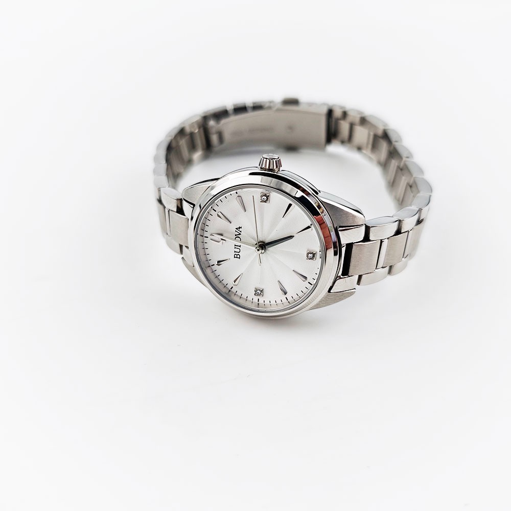 Bulova Sutton 96P219 White Diamond Dial Silver Band Women’s Quartz Women’s 28mm