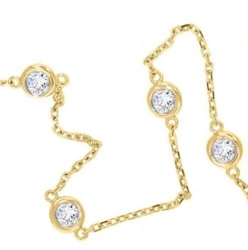 2Ct Round Cut Lab Created Diamond Bezel Women’s Anklet 14K Yellow Gold Finish