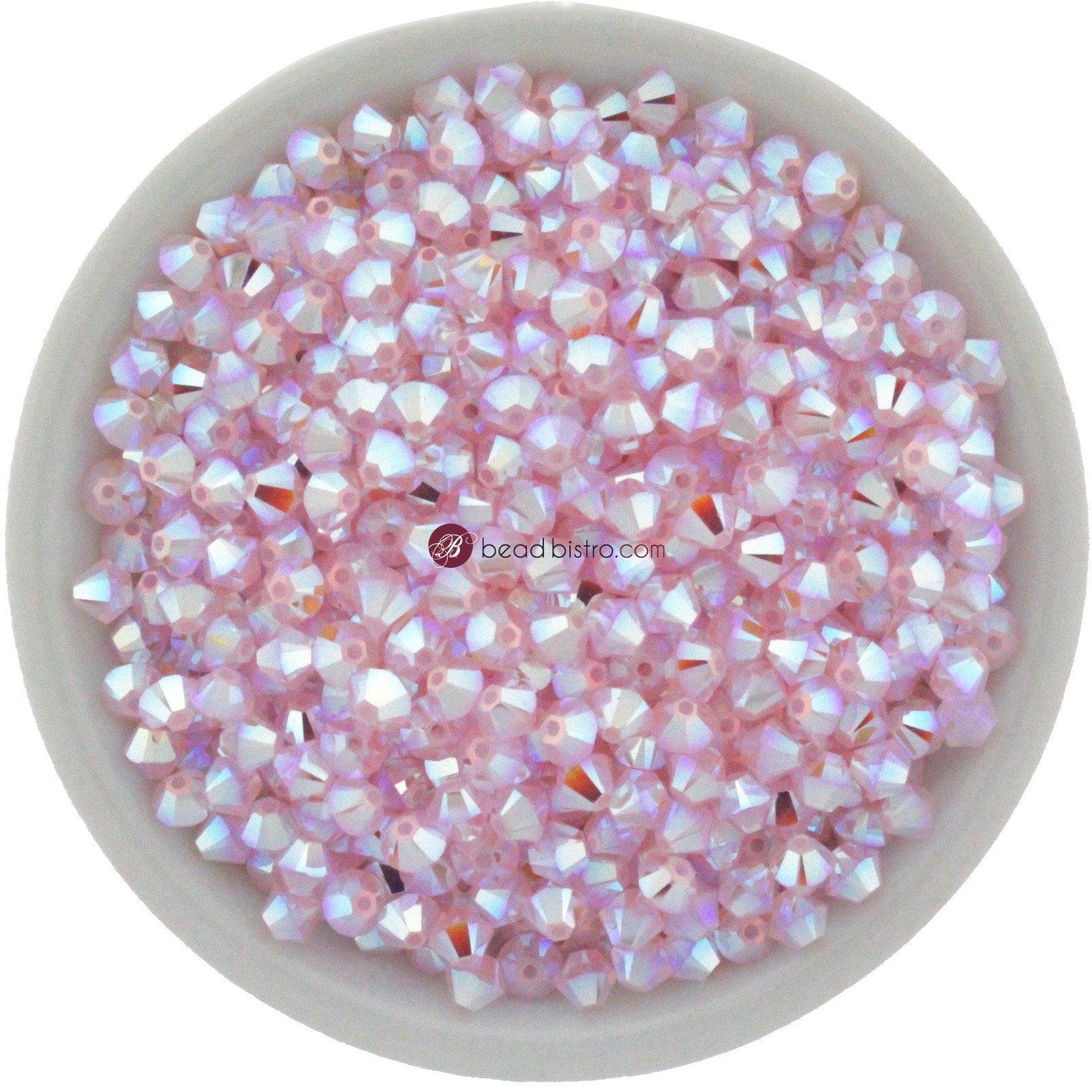 Swarovski Bicones, Rose Water Opal AB2X 4mm Bicones #5328 XILION ~ 36 Pieces
