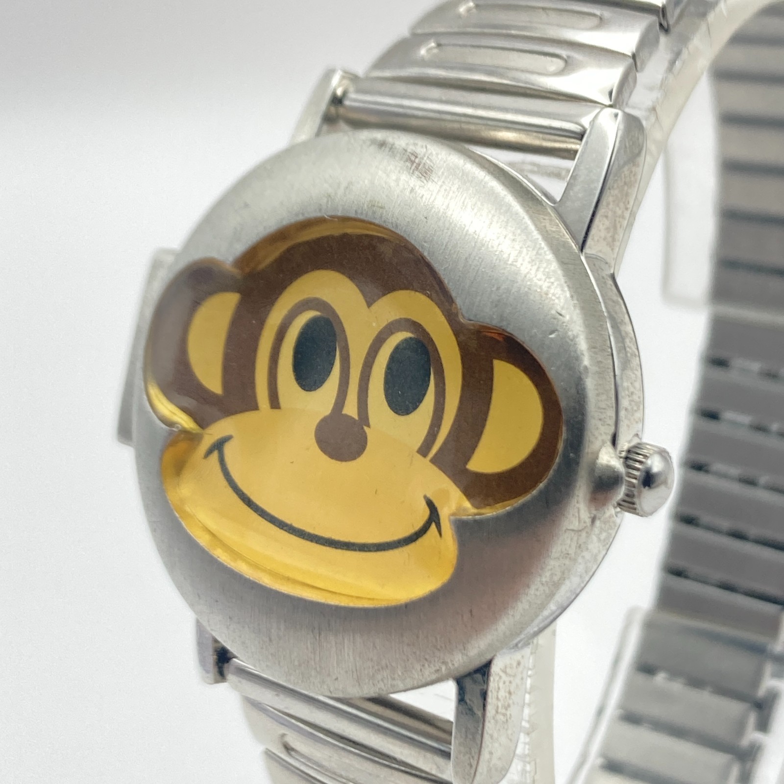 Accutime Hidden Dial Women’s Watch Monkey Silver Tone Stretch Band New Battery