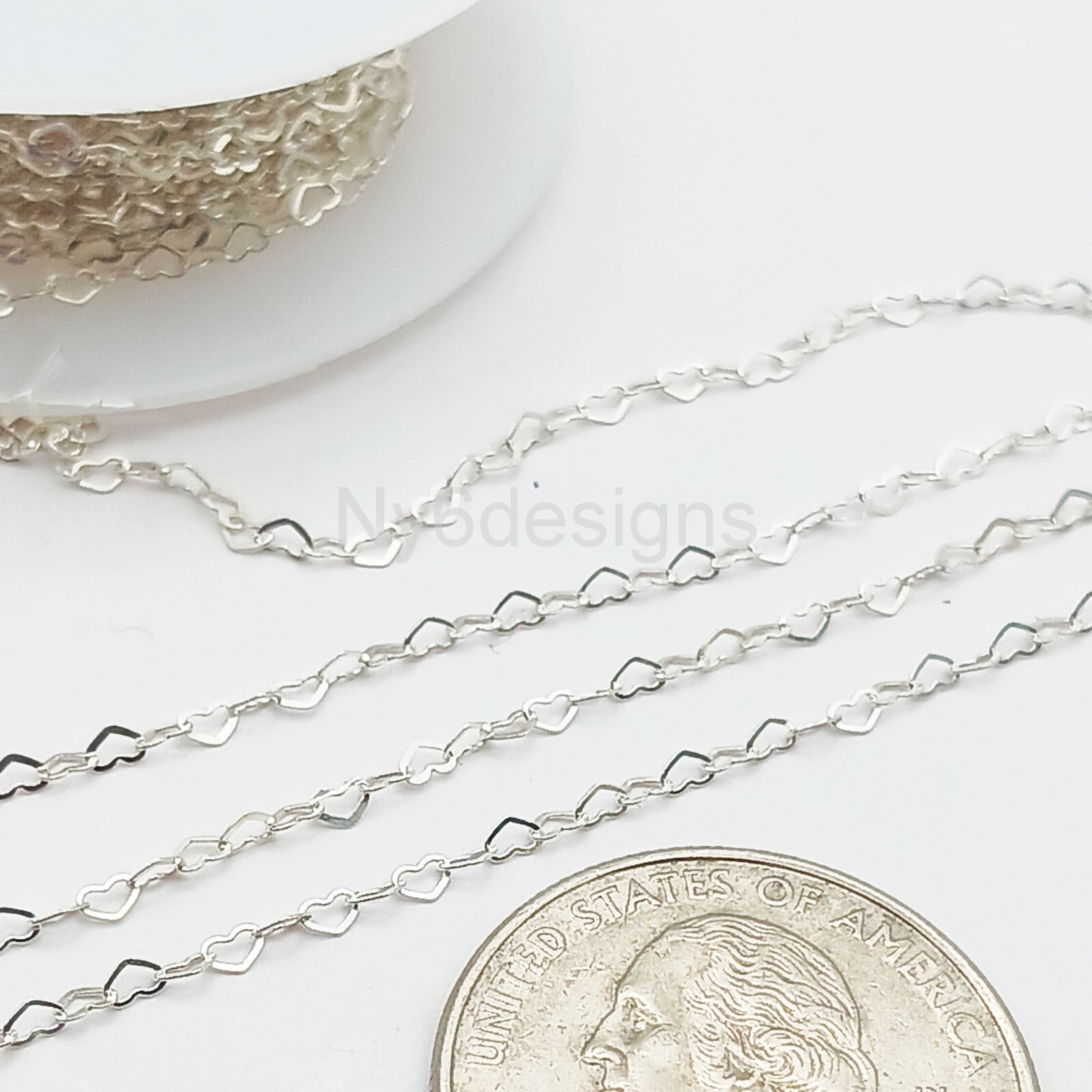 925 Sterling Silver Flat Heart Cable Chain 2.7×1.9mm Jewelry Supply sold by ft