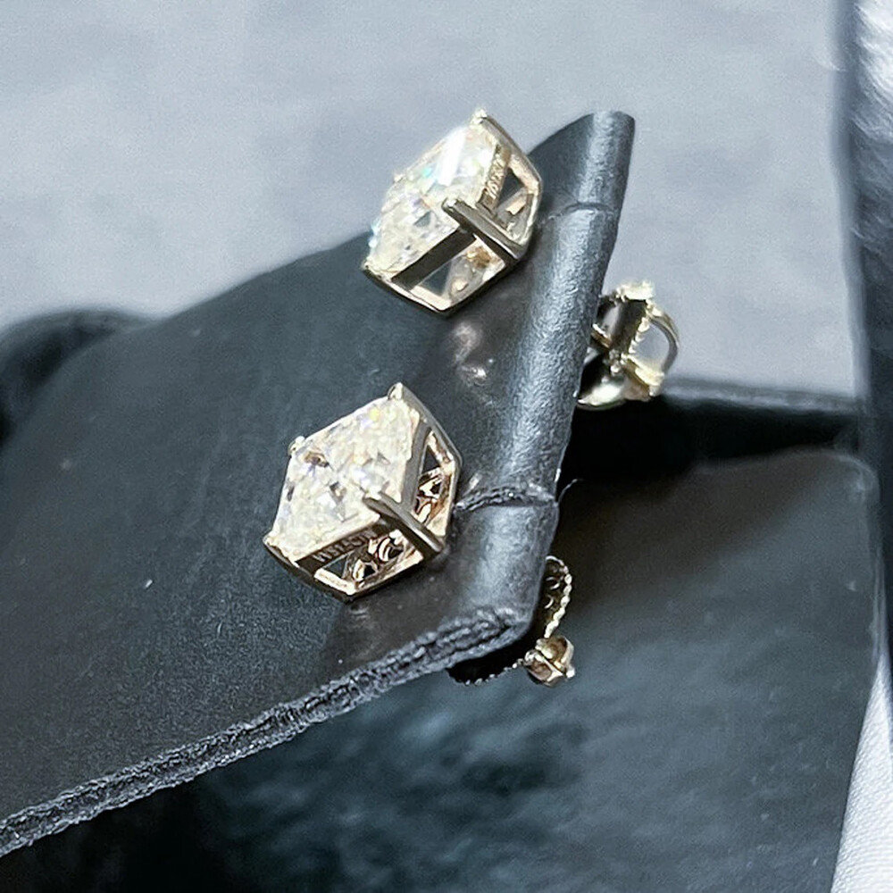 Certified 1.20-10.00ctw D/FL Asscher Cut Moissanite S925 Solitaire Stud Earrings