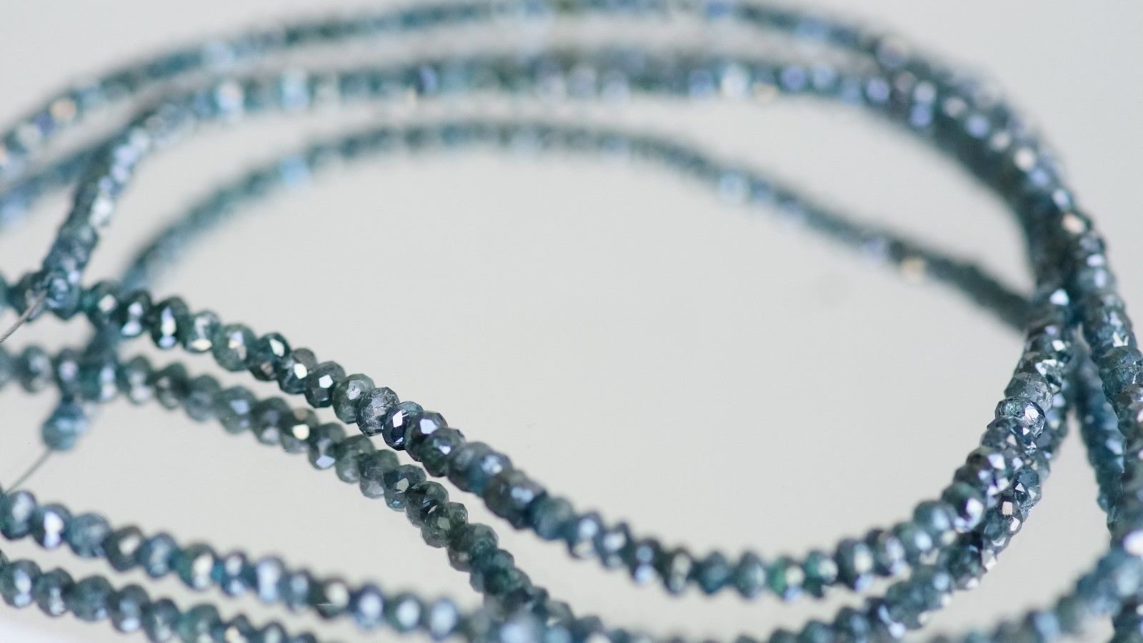 Blue Treated Diamond Beads 5 mm 22″ Necklace Great Shine Certified-Birthday gift