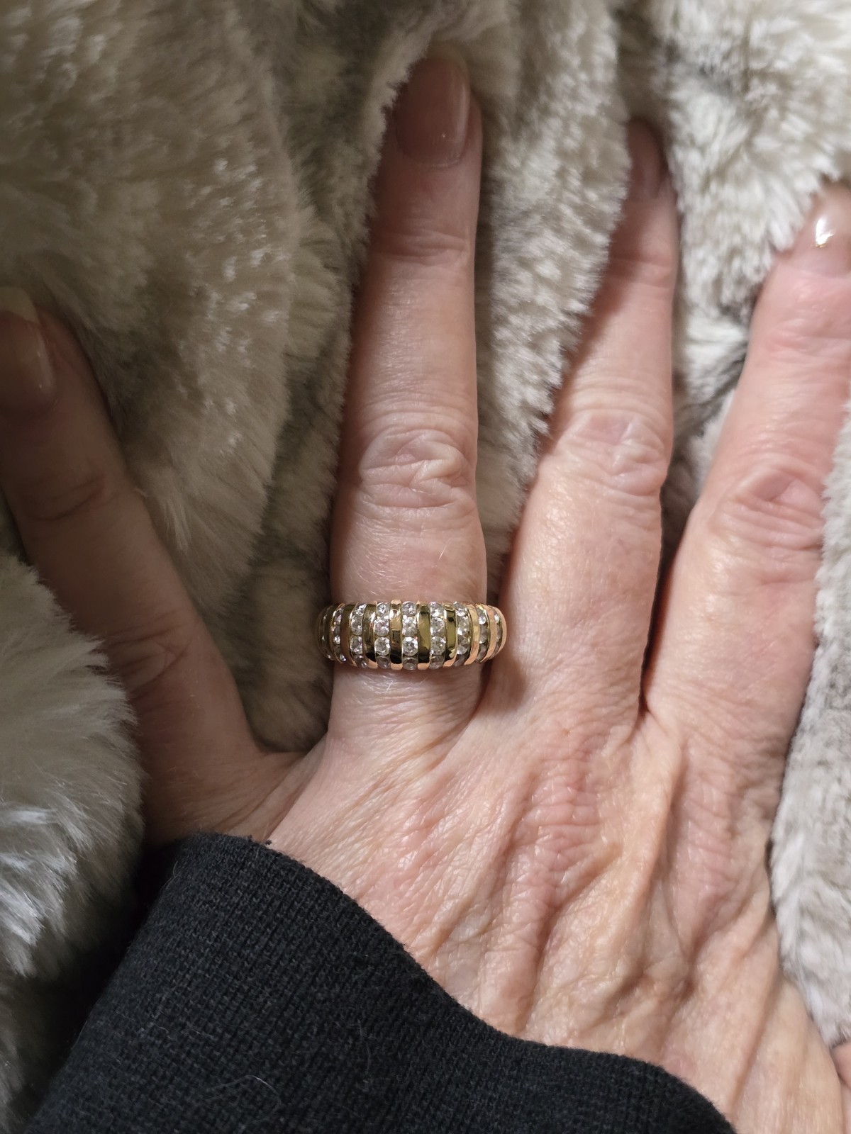 Ross Simons 18k Yellow gold Sterling silver channel Wedding Band Ring