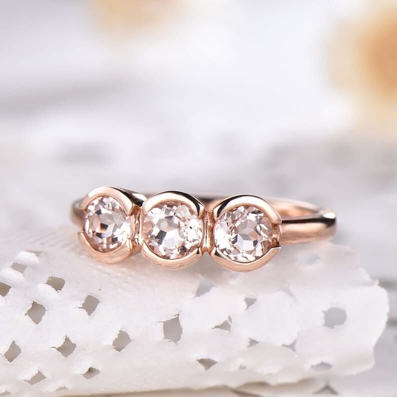 Moissanite Ring 💍 5x5mm Center with 4x4mm Side Stones | Diamond Look Ring