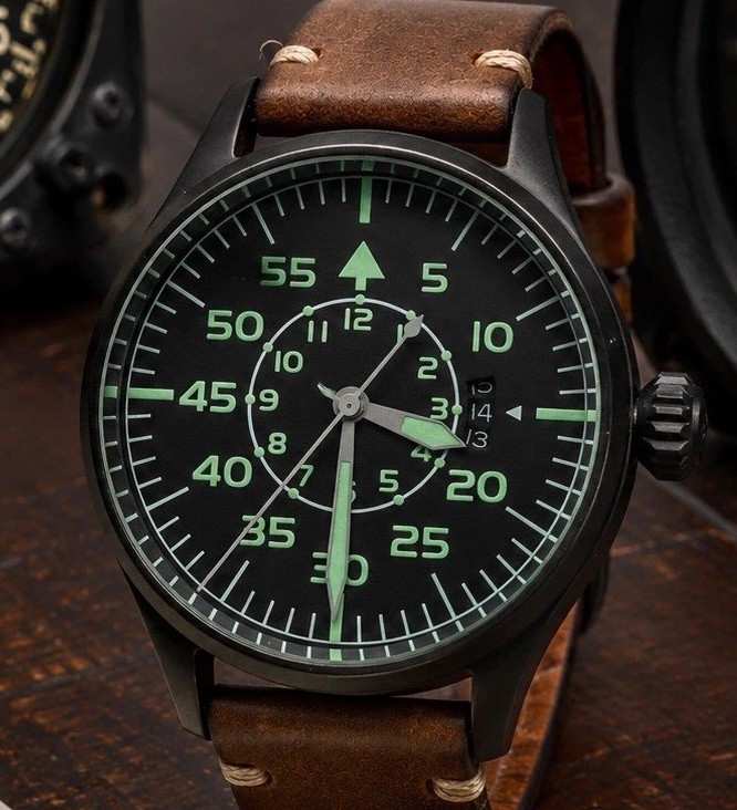 Rare Geckota K1 Flieger Vintage Pilot Watch 44 mm Automatic Leather Strap UK