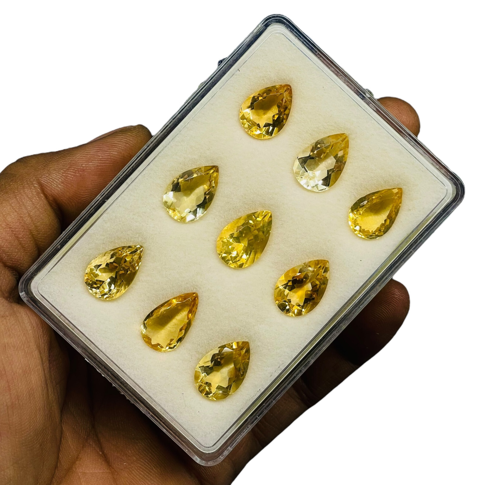 VVS 9 Pcs Natural Citrine 14-15.5mm Pear Cut Loose Untreated Gemstones Lot