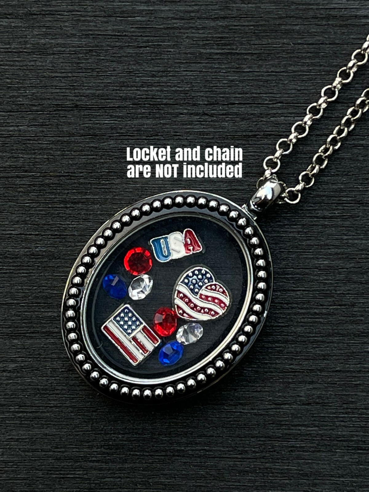 USA Patriotic Flag Ribbon Floating Charms for Glass Lockets