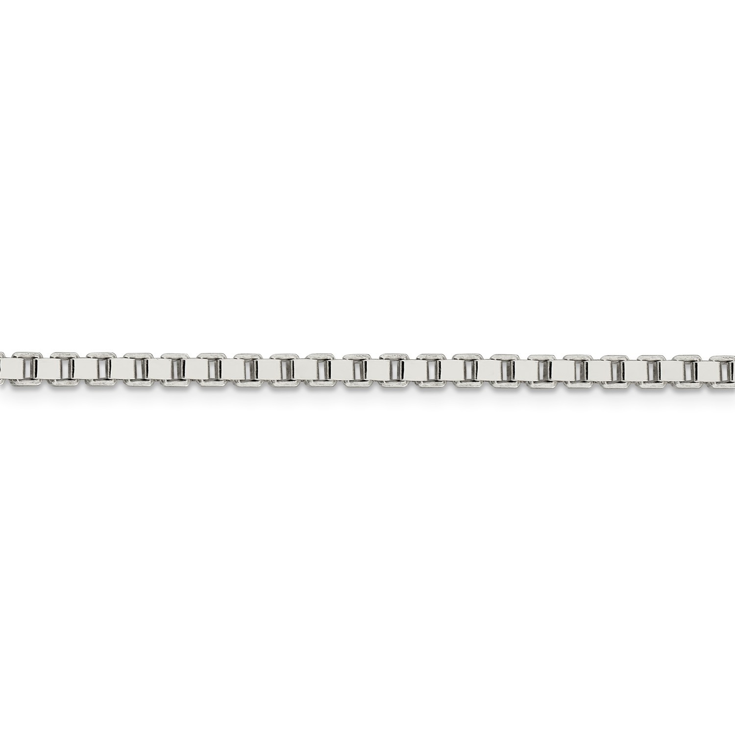 Sterling Silver Solid Polished 3mm Plain Box Chain w/ Lobster Clasp 18″ – 30″