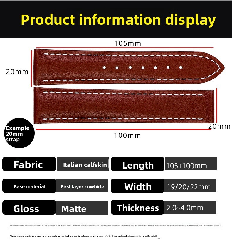 quality genuine leather watch straps mens stitched band 19mm 20mm 22mm for Omega