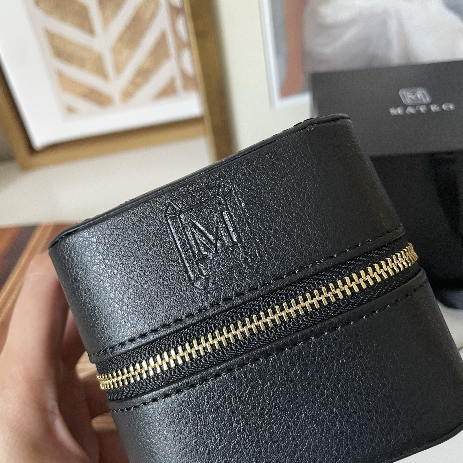 Mateo Black Jewelry Leather Zip Case