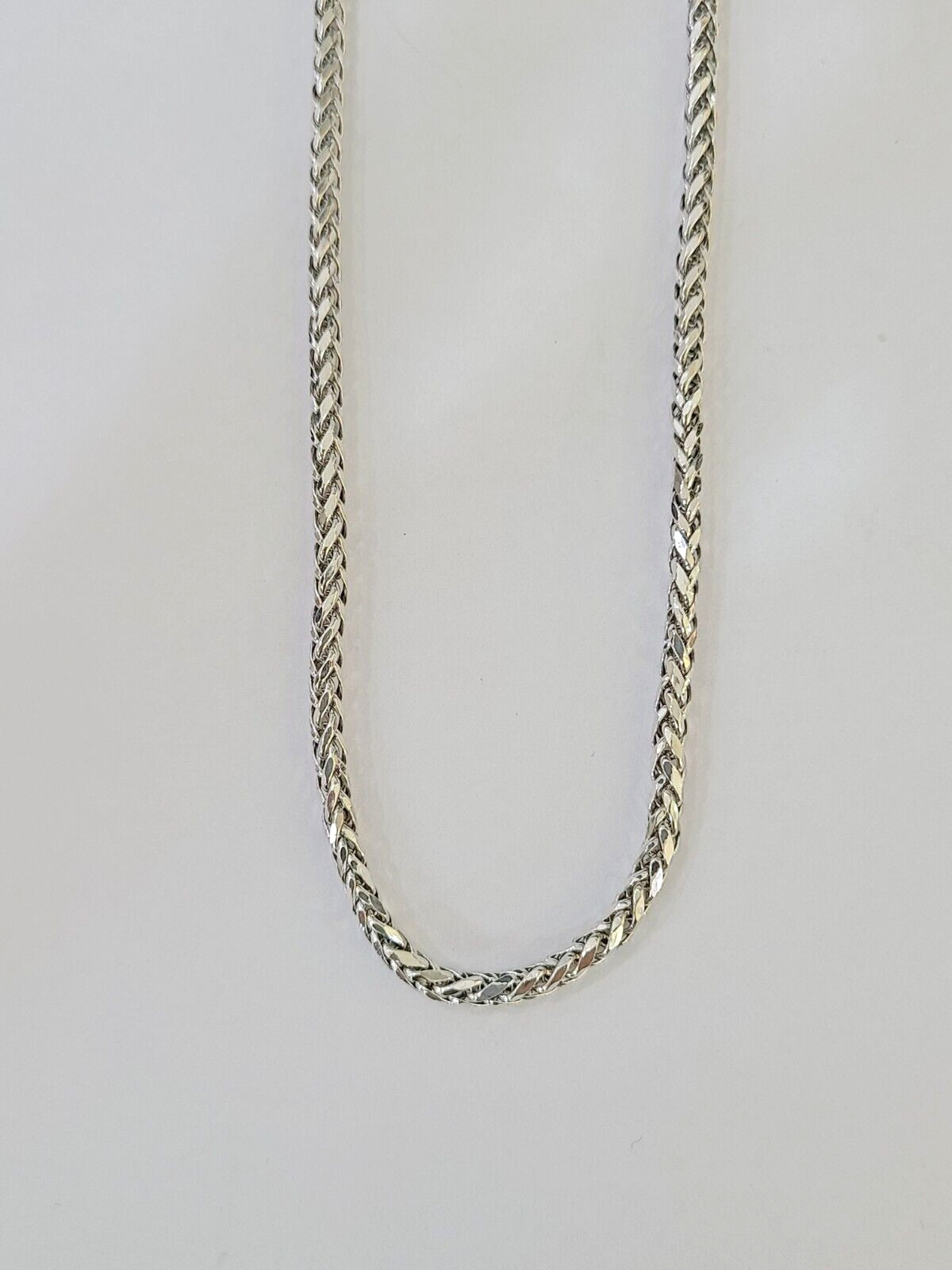 Real 10k Palm Chain White Gold 2.5 mm 24 Inch Necklace Men Women Real Genuine