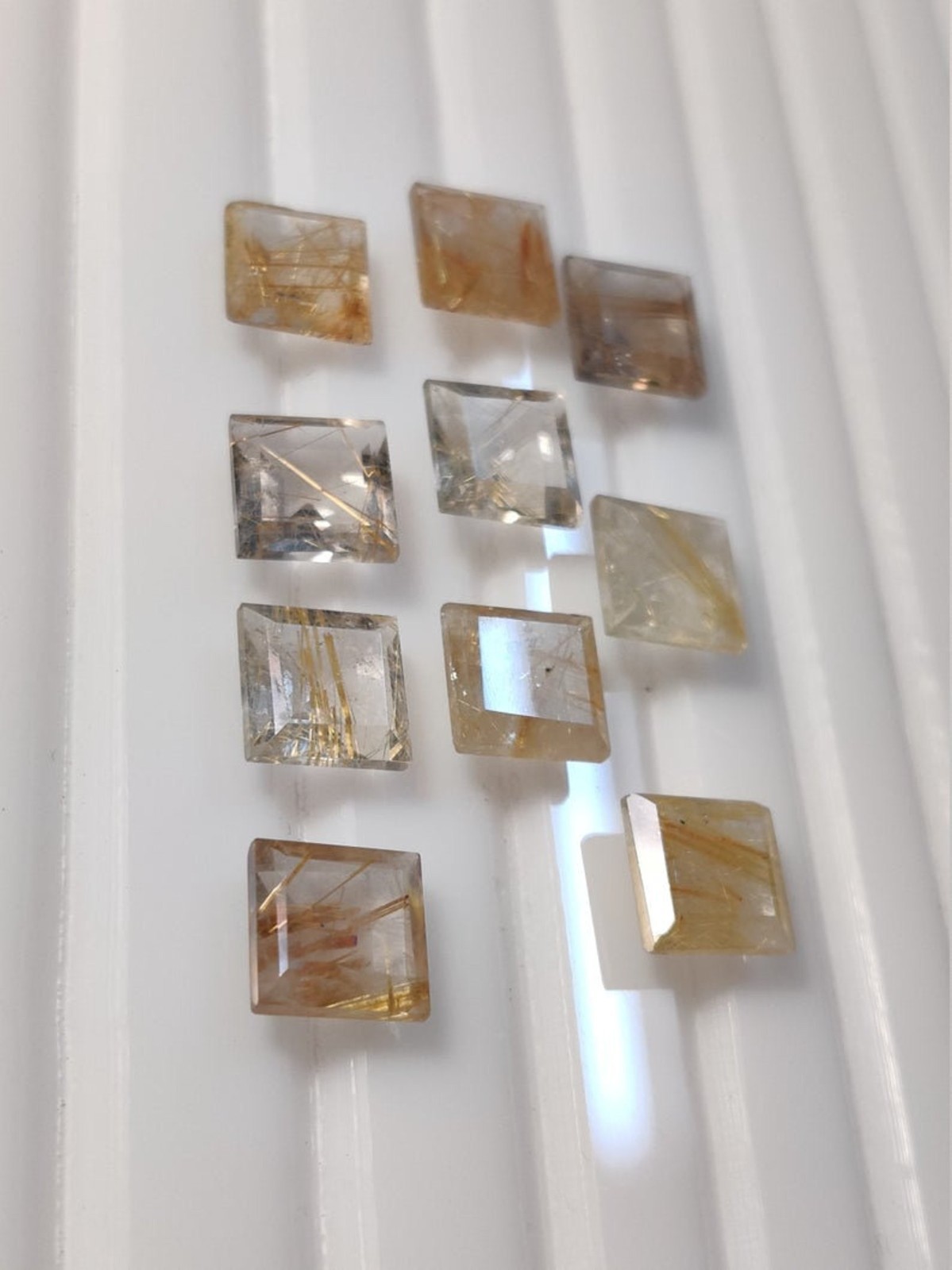 Natural Golden Rutile Square Faceted Cut 6mm to 15mm Loose Gemstone