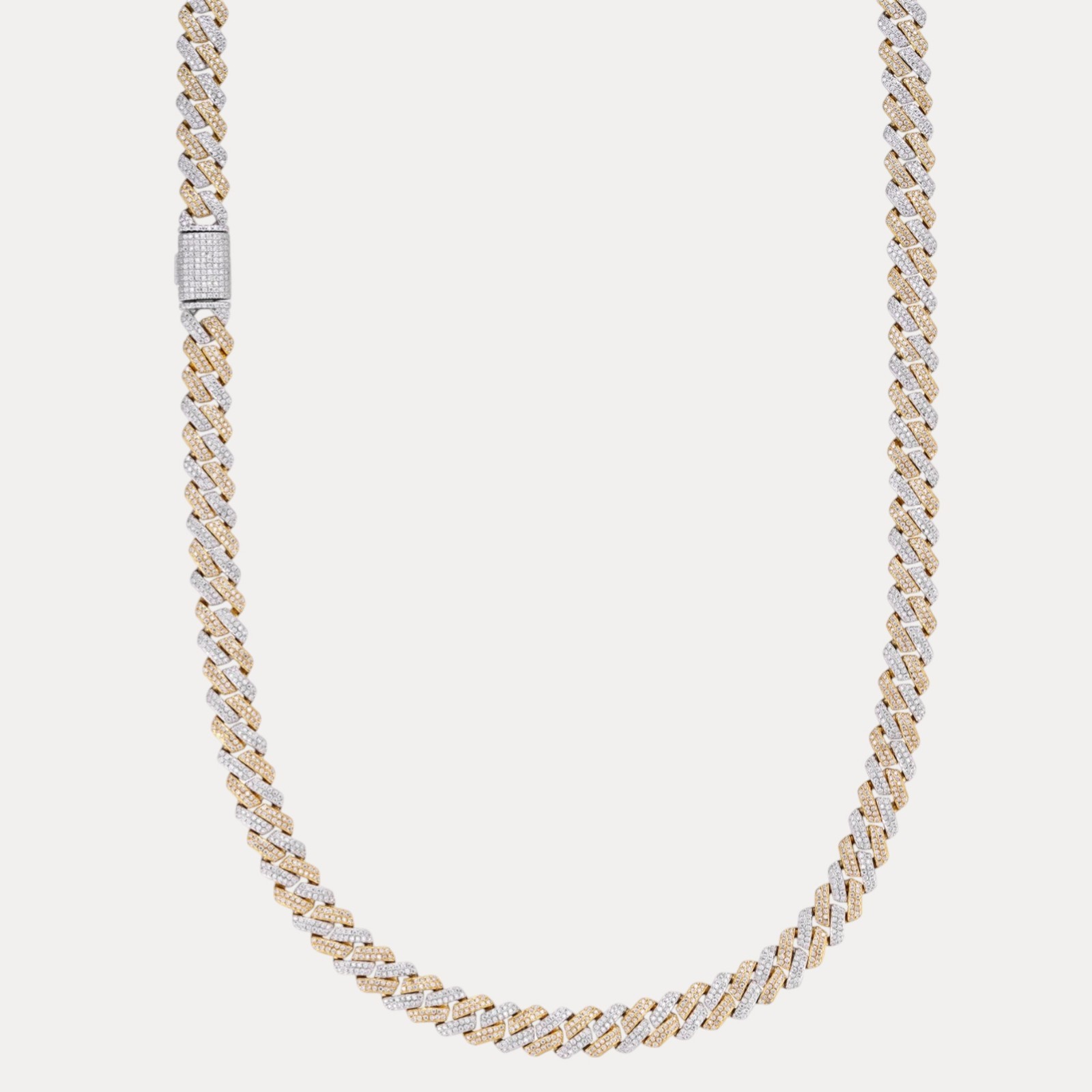 8mm Moissanite Cuban Prong Chain – 925 Sterling Silver or 14k Gold/Rose/Black