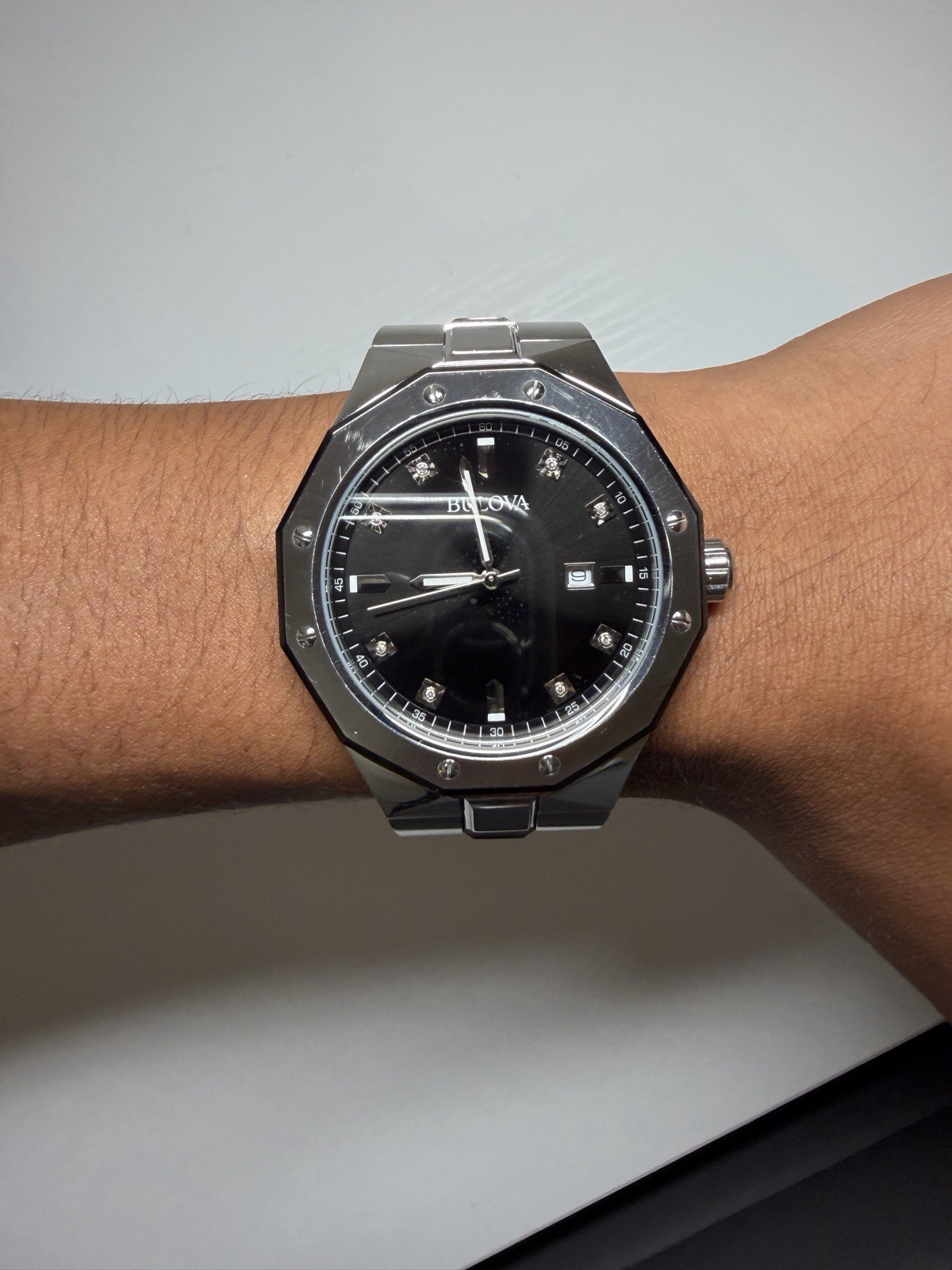 Bulova Men’s Classic Stainless Steel Black Diamond Dial Date Watch 98D103 Parts
