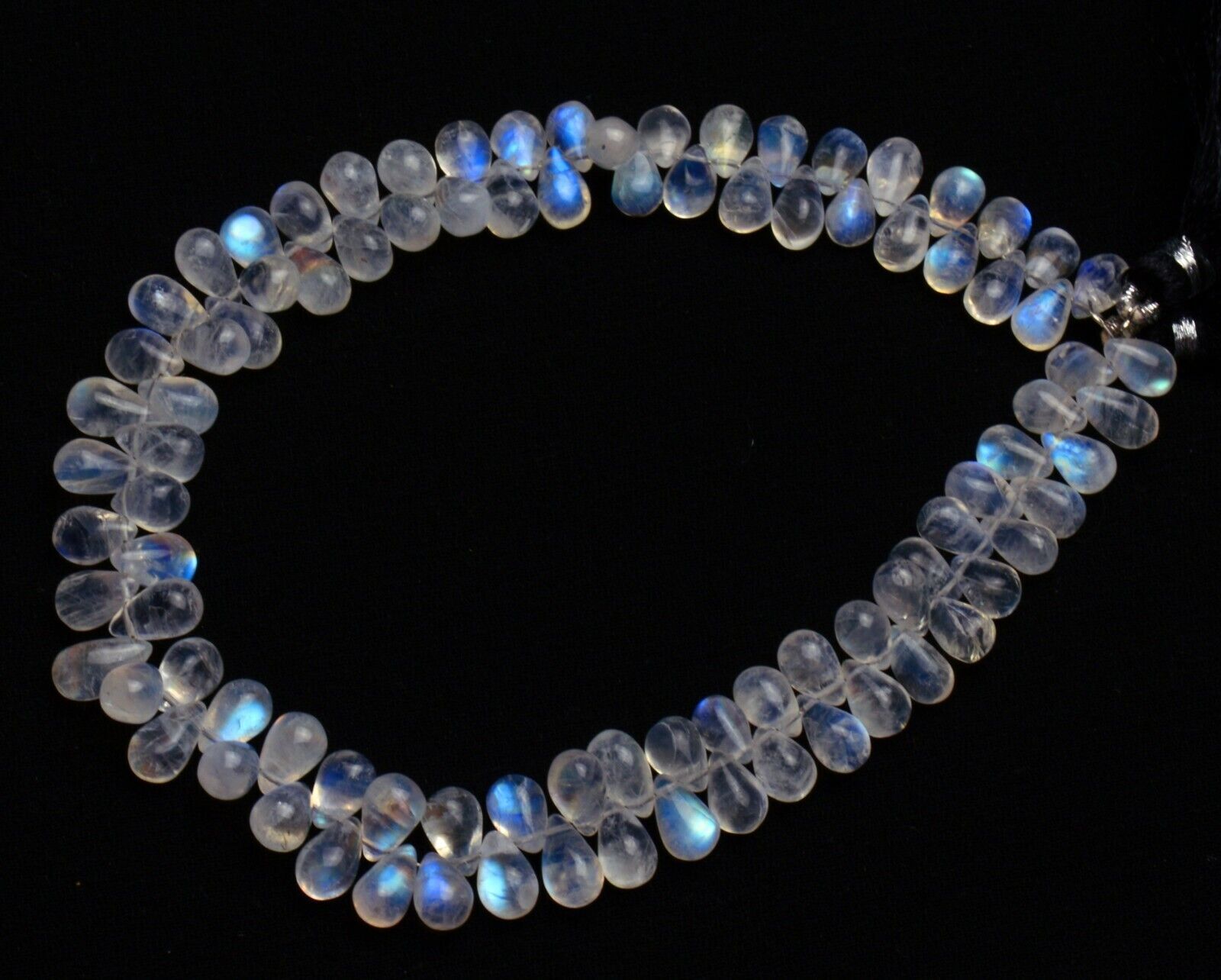 Natural Gem Rainbow Moonstone Smooth 8x5mm Approx Size Teardrop Shape Beads 10″