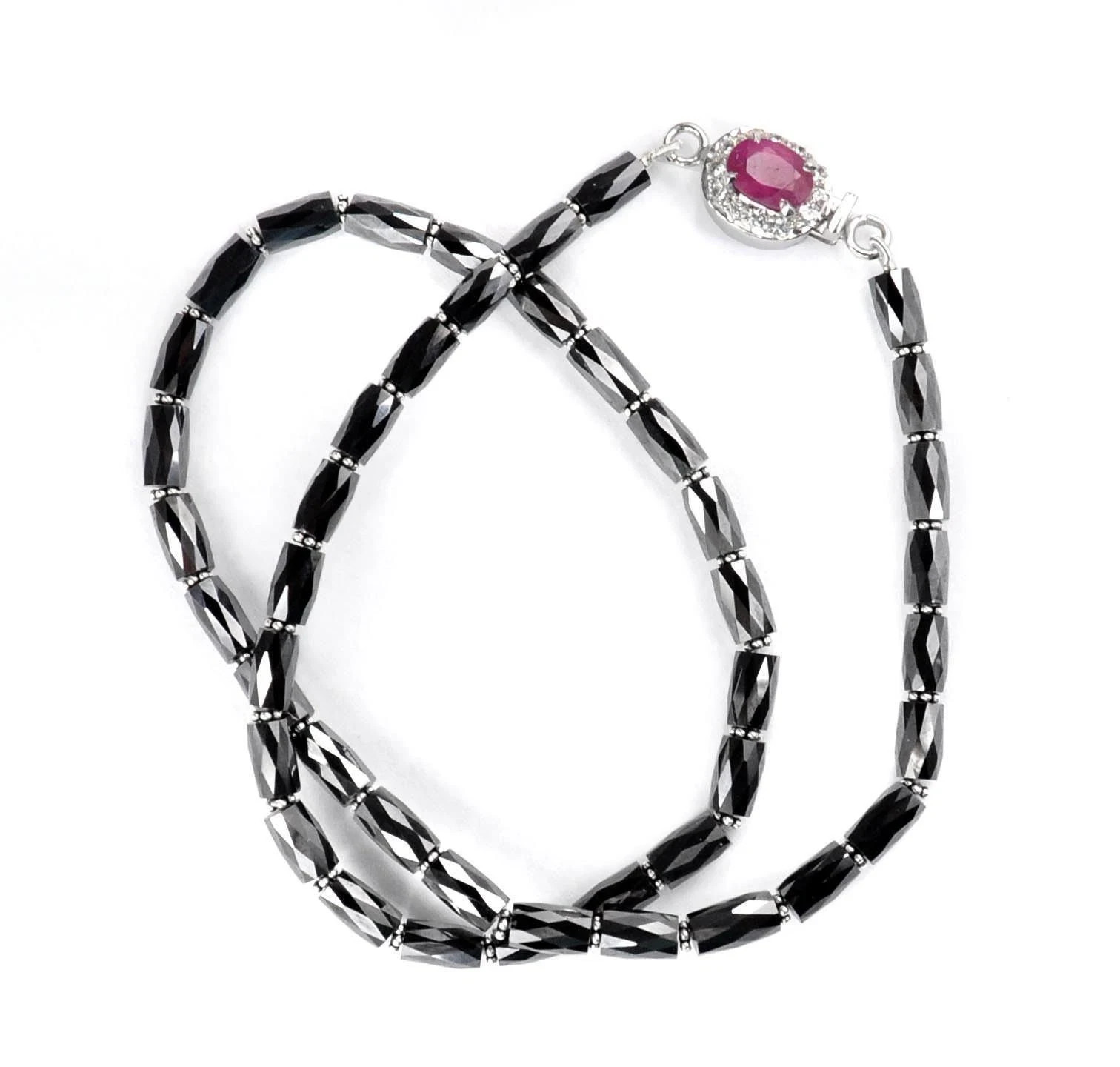 Certified 925 Silver 20 Inch Natural Jet Black Diamond Necklace for Wedding Gift