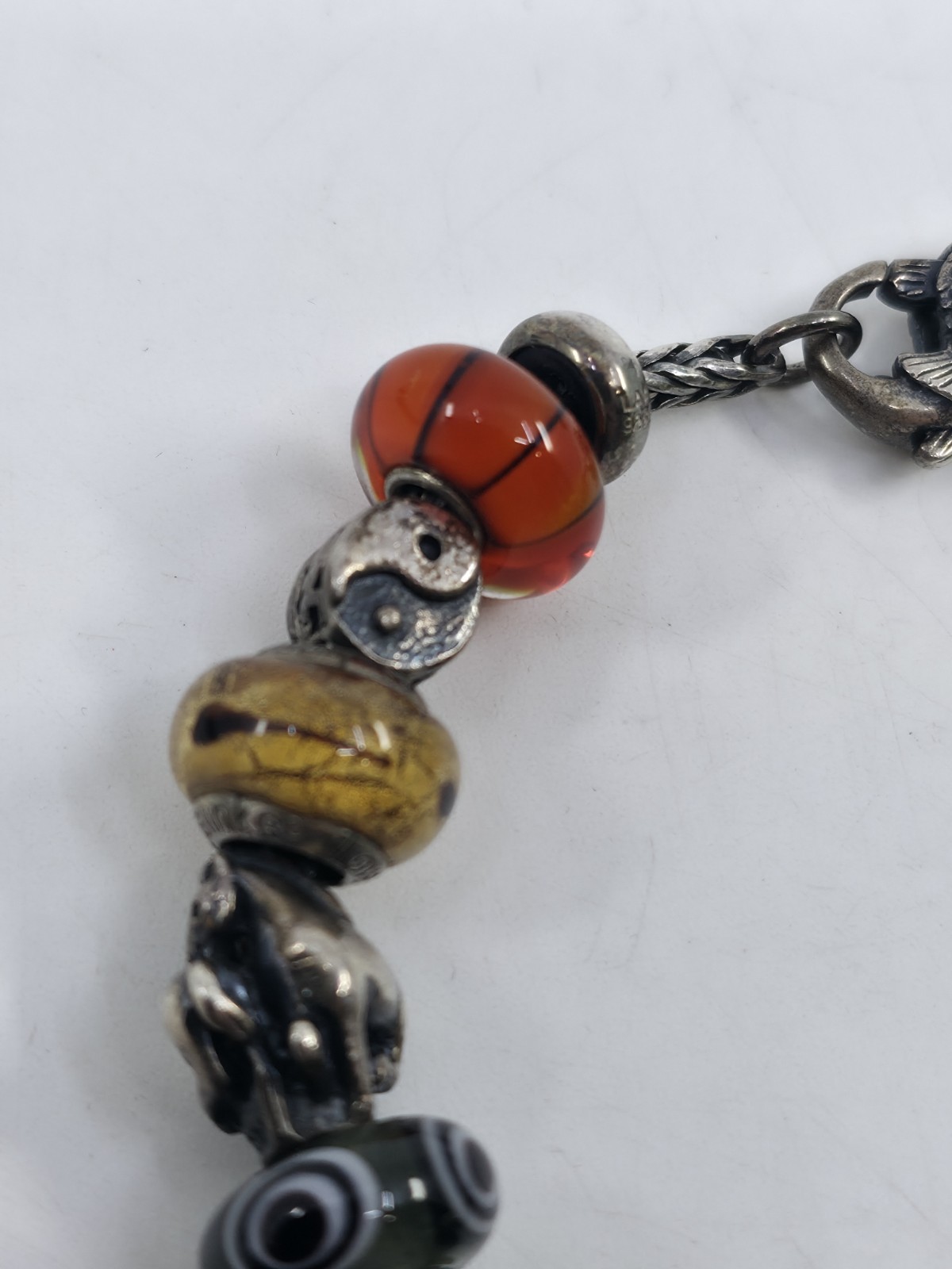 Trollbeads LAA 925S Silver Bracelet Big Fish Lock Yin Yang Blue Desert Beads