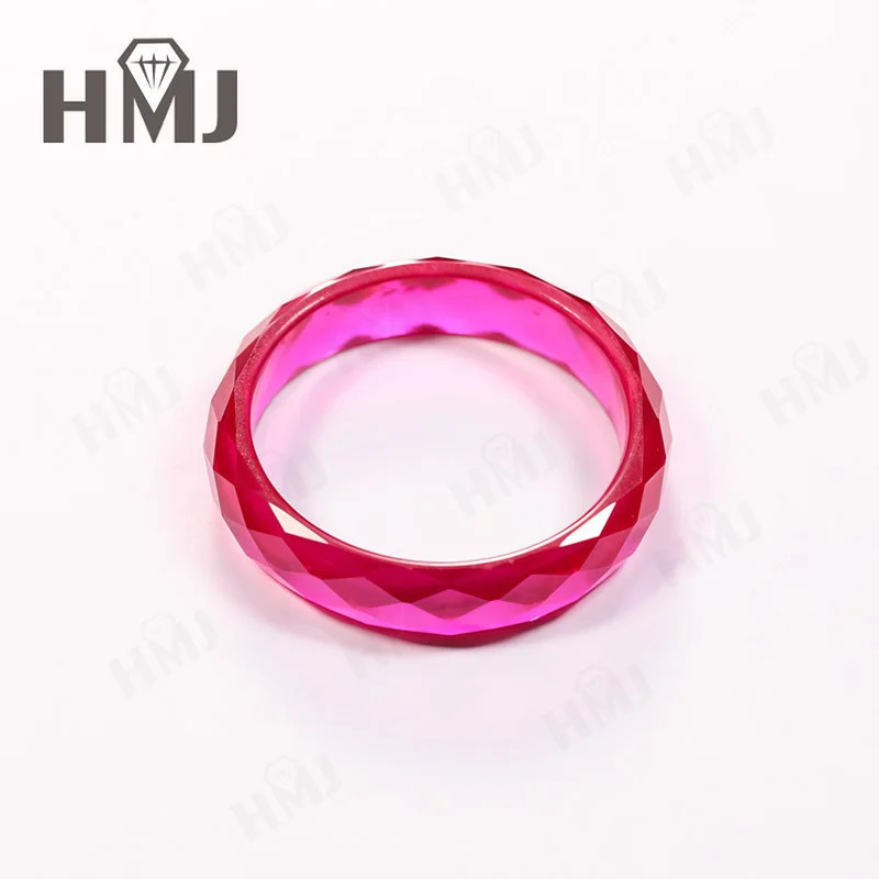 All Lab Grown Ruby Moissanite Ring Plain Band Ring White/Green/Blue Jewelry Gift