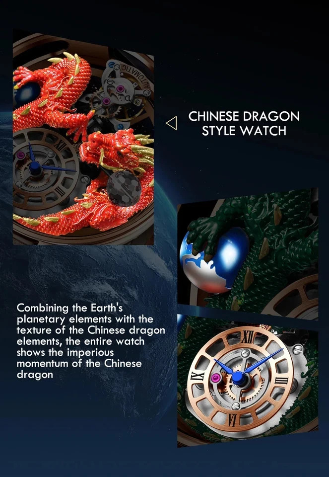 PINDU Celestial Body Series Artisanat Three Dimensional Dragon Watch 16 VARIANTS