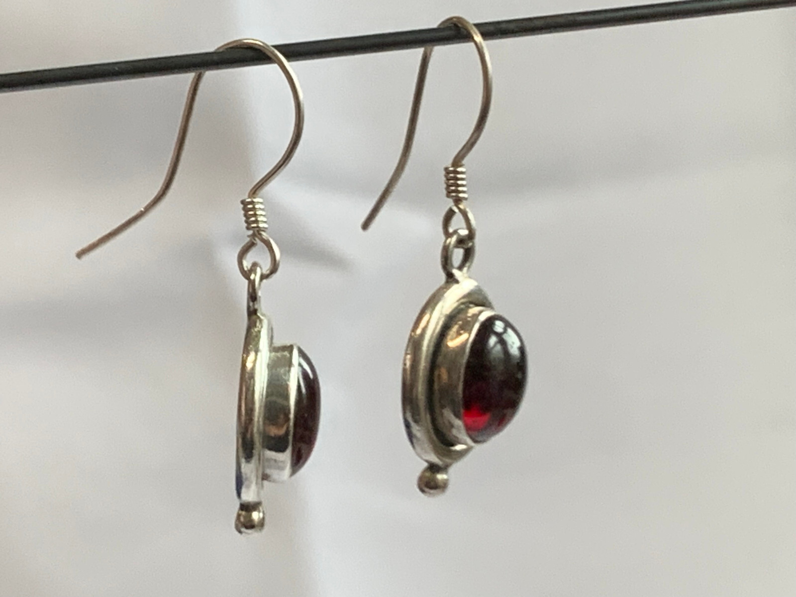 Sterling Silver Dangle Earrings 5.59g Fine Jewelry Dangle Garnet Color Stones