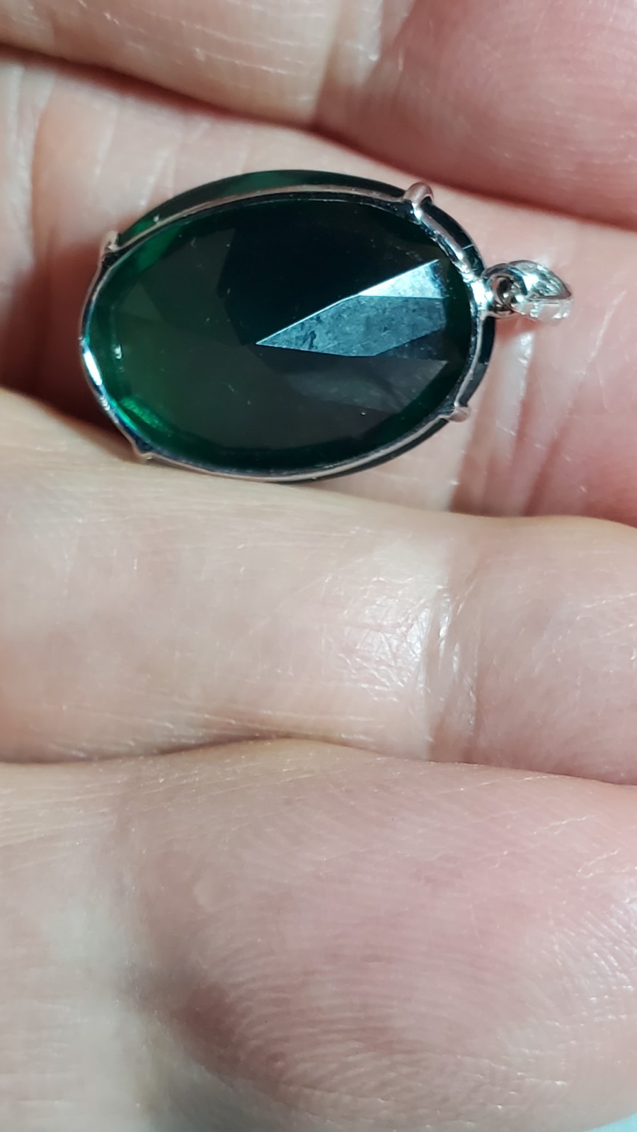7.83 CT LAB CREATED EMERALD 10KT SOLID WHITE GOLD PENDANT 13MM X 18MM