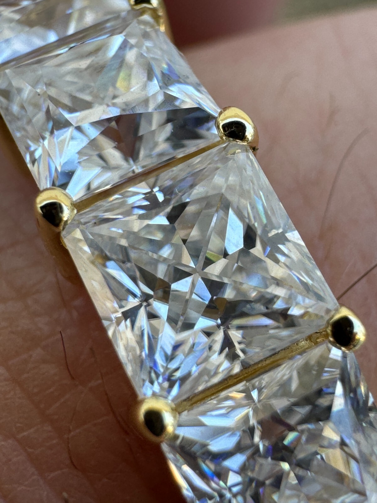 Real Princess Cut Moissanite Eternity Band Wedding Ring 14k Gold Over 925 Silver
