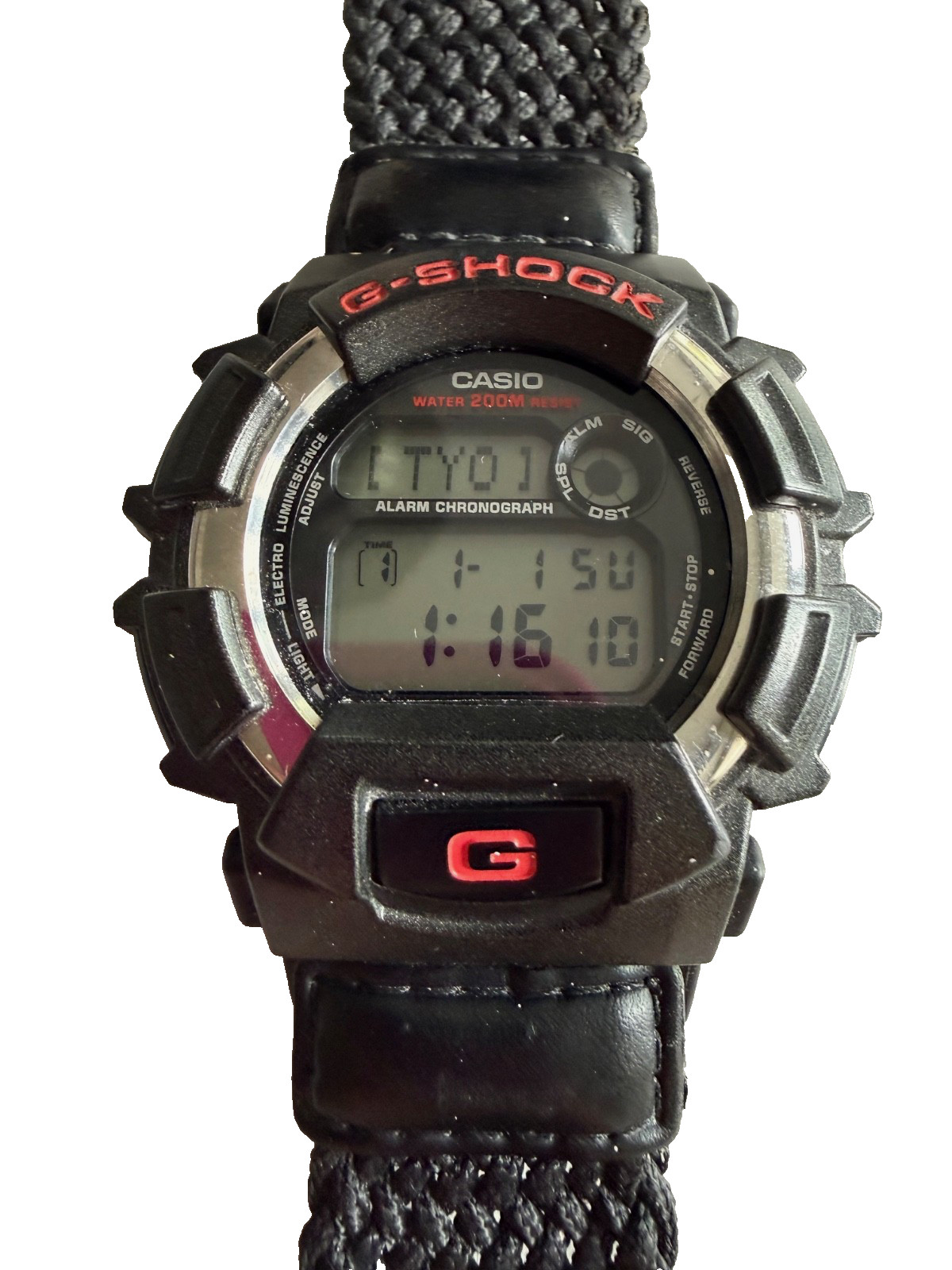 Casio G Shock DW-9500 2163 Data Braided Nylon Strap VTG Yr ’00 Men’s 45mm Watch