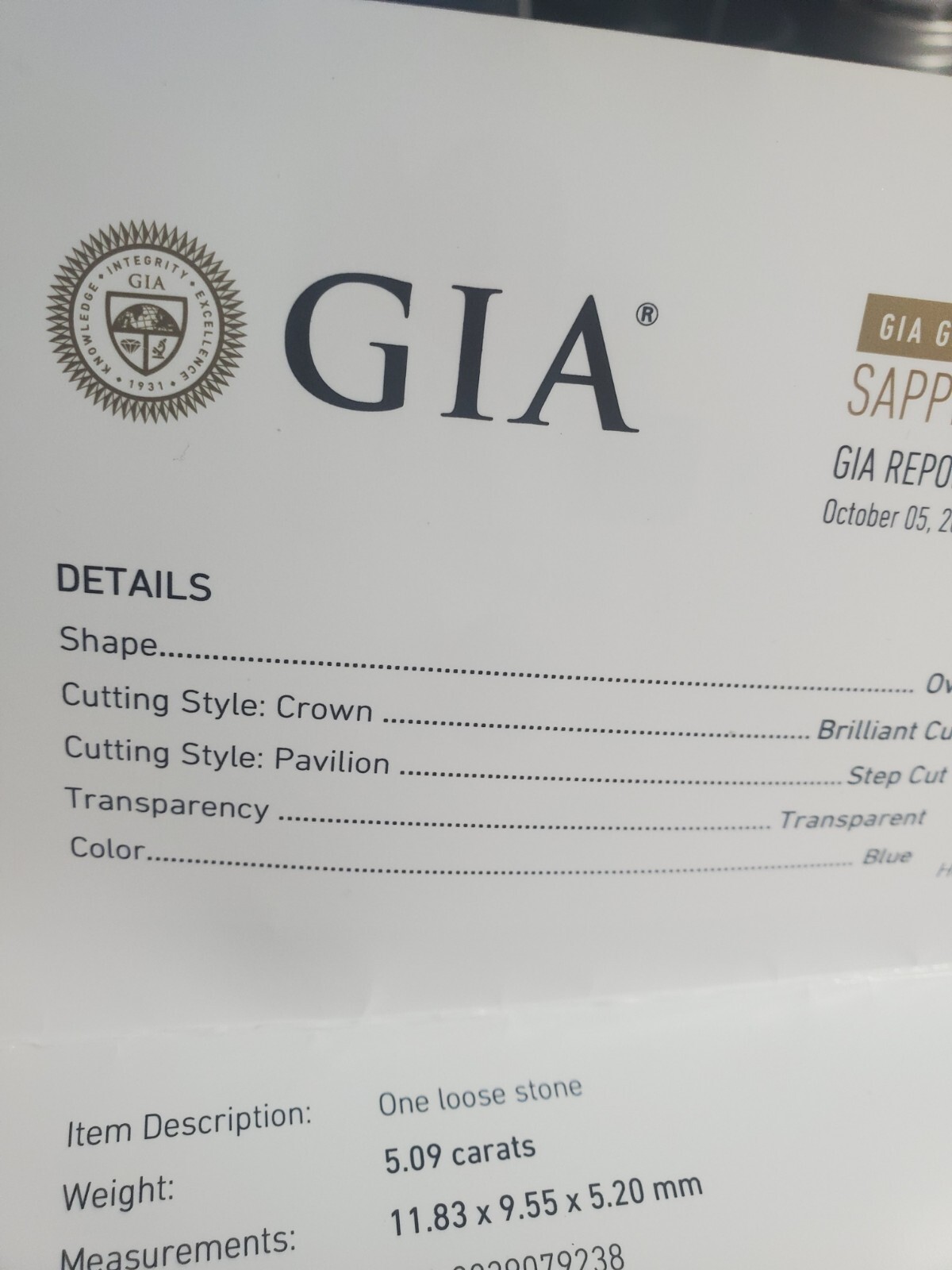 5.09ct GIA CERTIFIED CEYLON SAPPHIRE OVAL SHAPE LOOSE NATURAL 5 CARAT BLUE