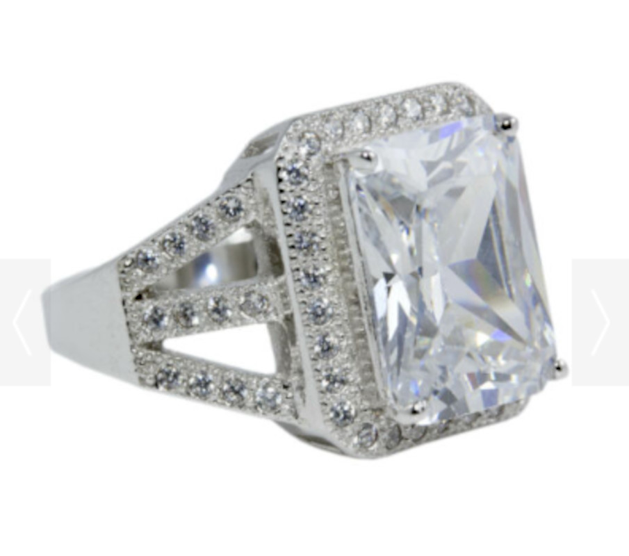 12.5x 9.5mm Radiant Halo CZ Engage Cocktail Ring 925 Sterling Silver Sizes 6 8 9