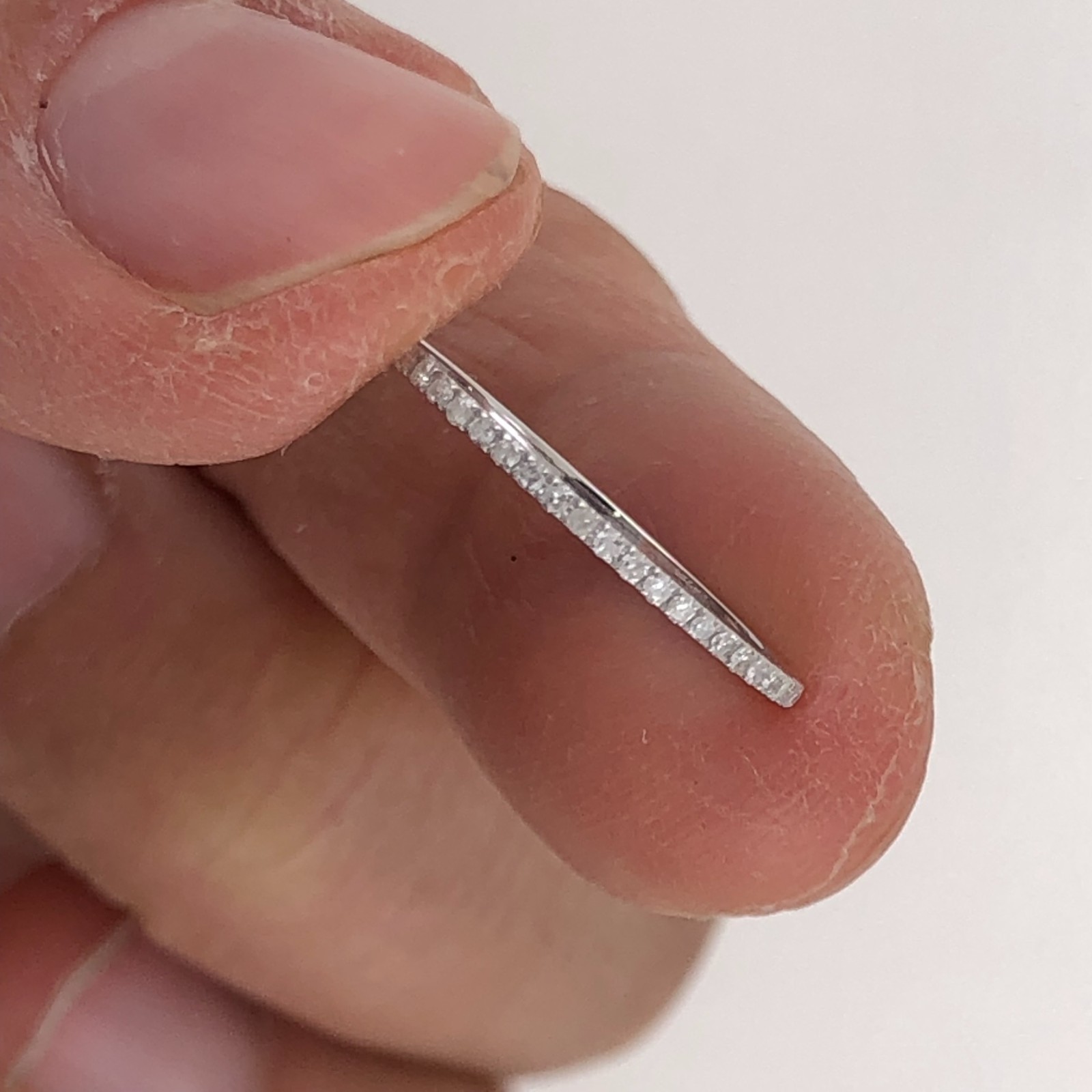 Solid 925 Silver Stackable Ring 0.08cttw Natural Diamond Eternity Band 1mm Thin