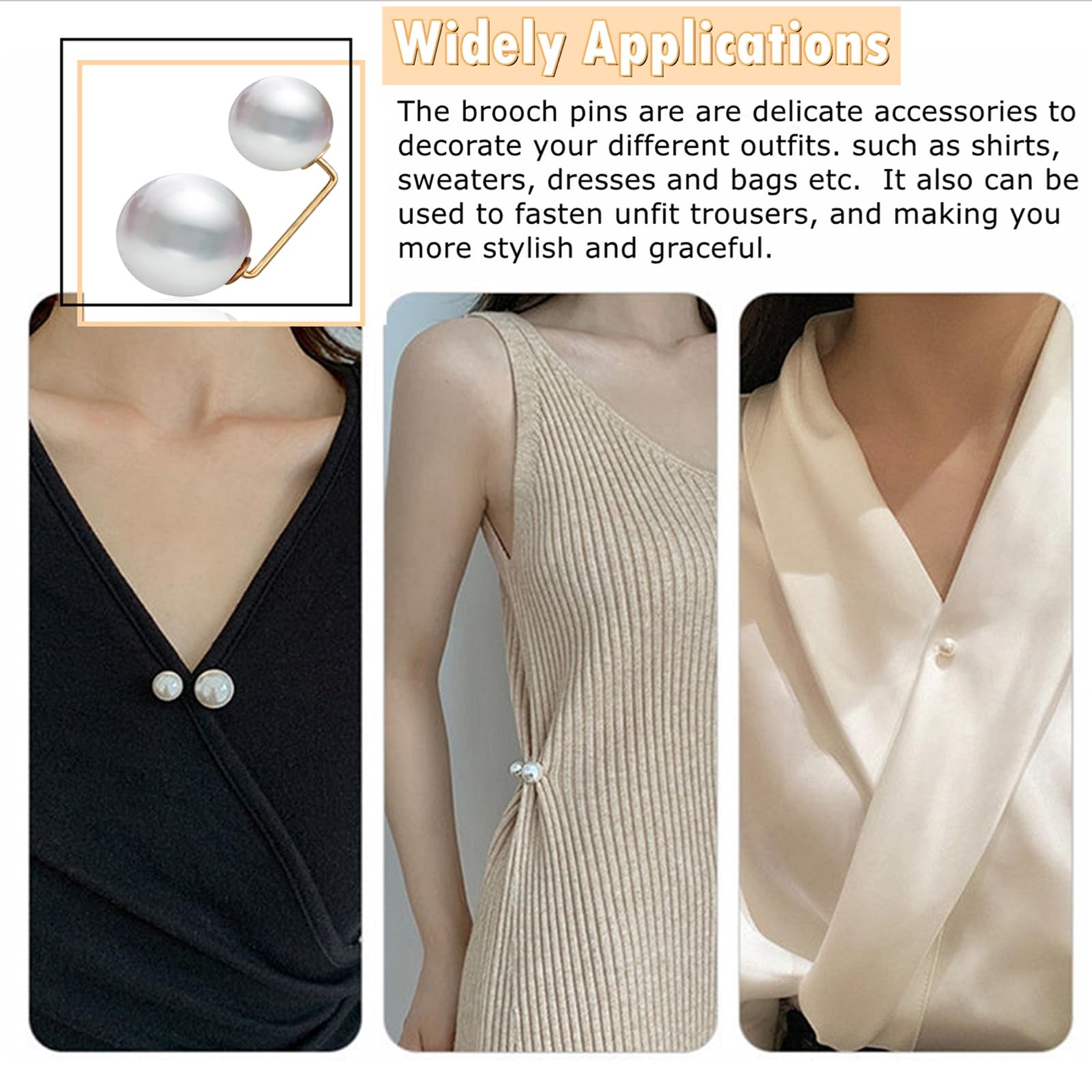 76 Pieces Pearl Brooch Pins Set, Scarf Ring Clips and Sweater Shawl Safety Pi…