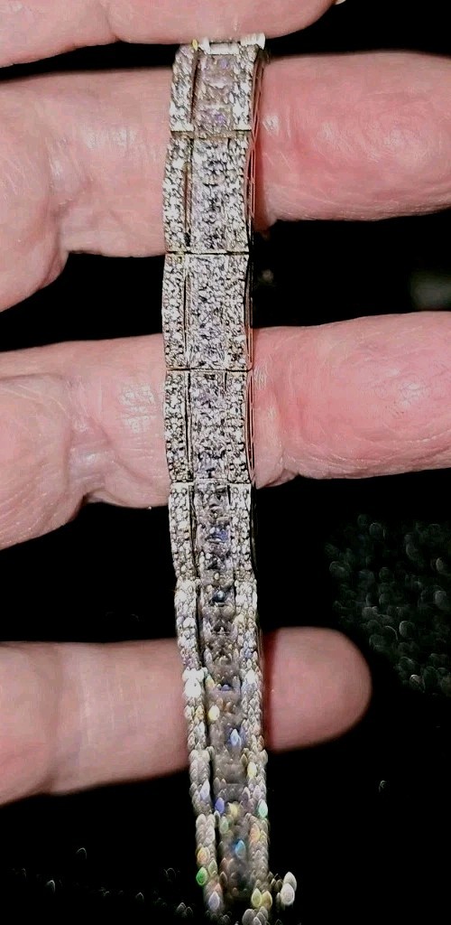 VICTORIA WEIK BRILLIANT MOISSANITE ROUND & EMERALD CUT, STERLING BRACELET 7.5″