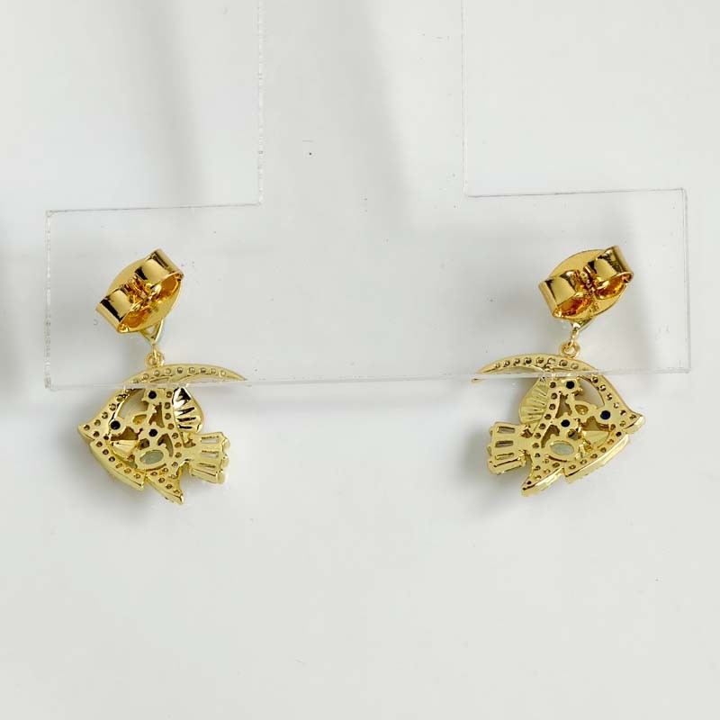 New 25mm Jcrew CZ Fish Drop Earrings Lovely Women Party Vacation Jewelry Gift