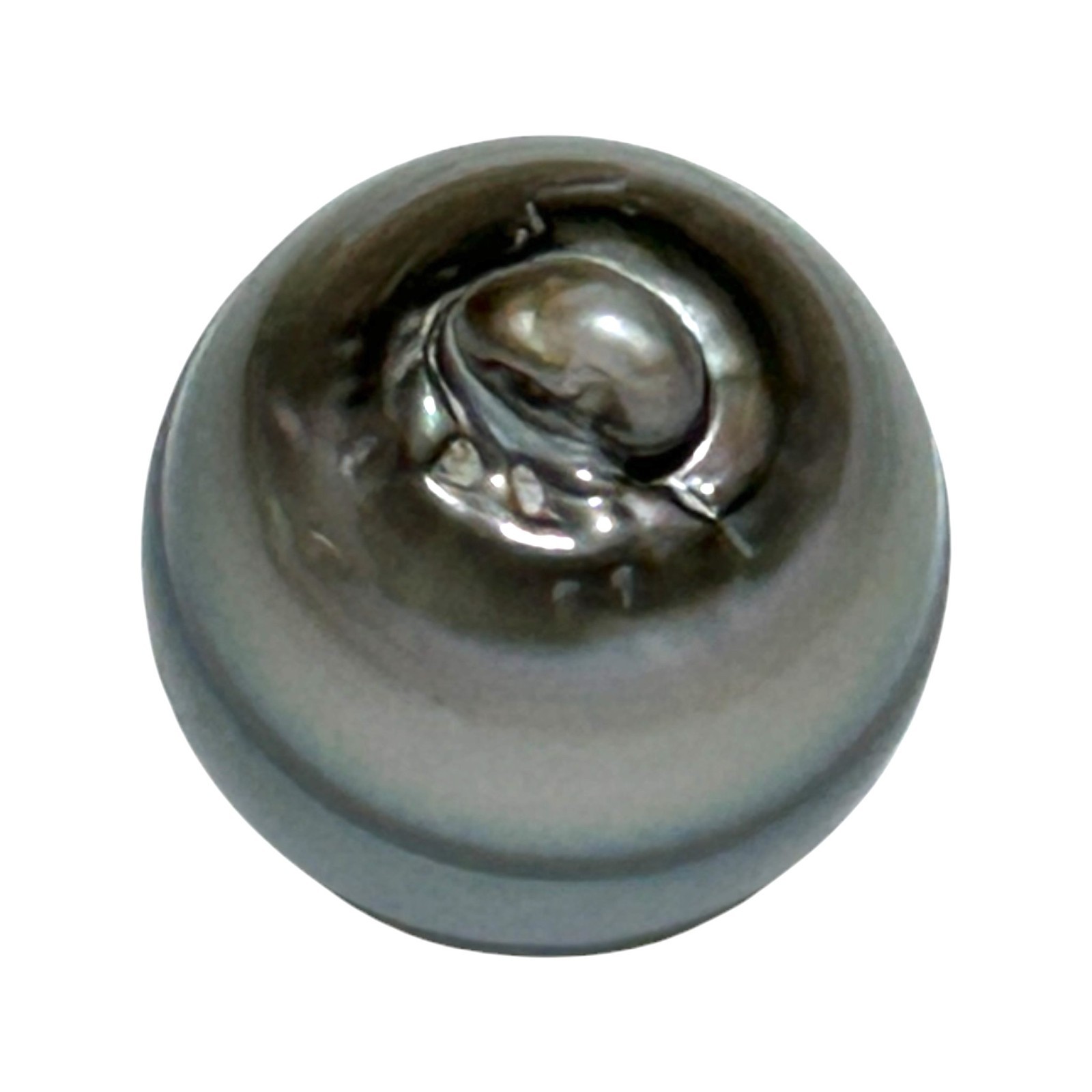 Radiant 14.6 x 16.6mm 24.7 Carat Tahitian South Sea Peacock Grey Green Pearl